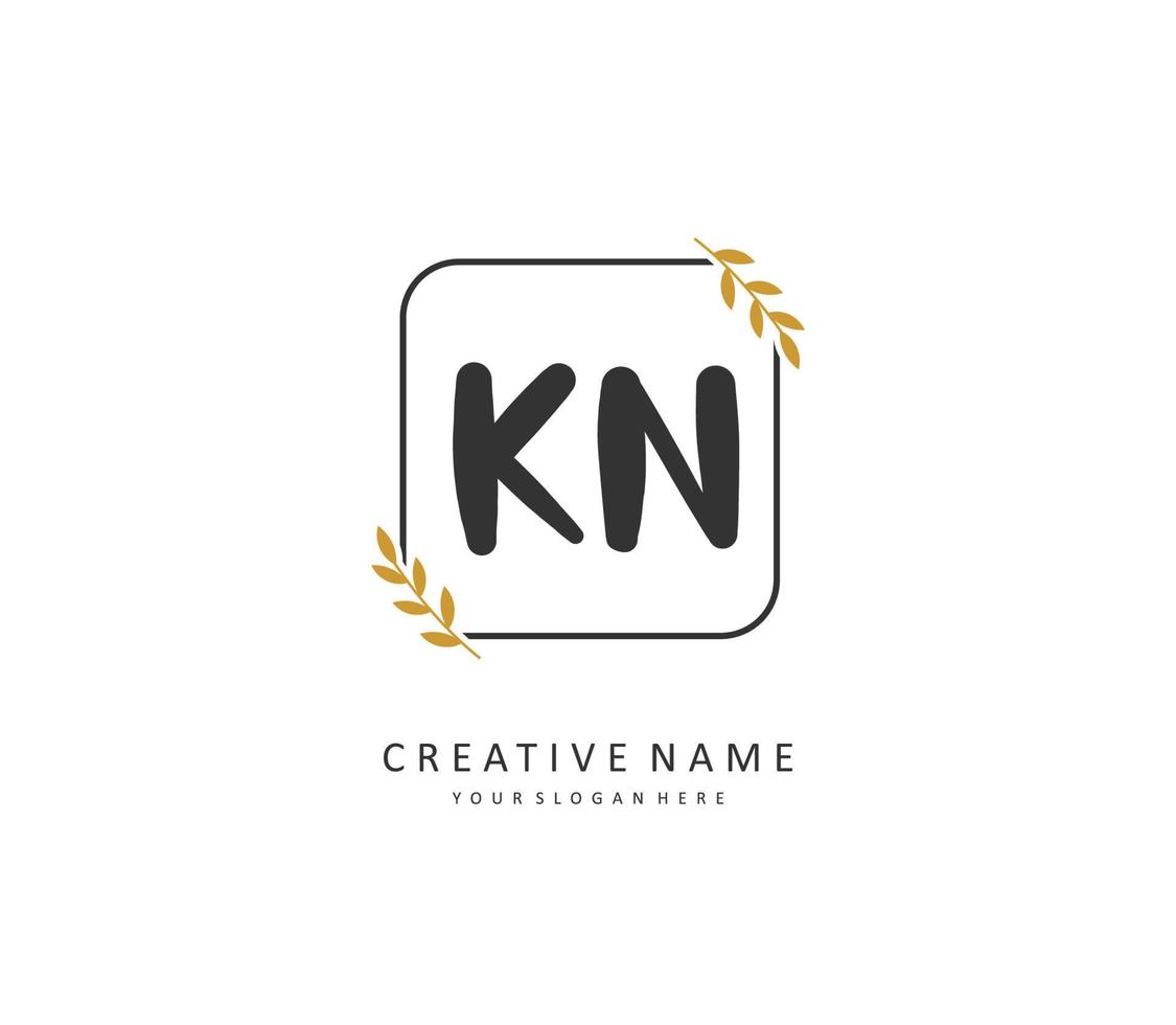 K N KN Initial letter handwriting and  signature logo. A concept handwriting initial logo with template element. vector