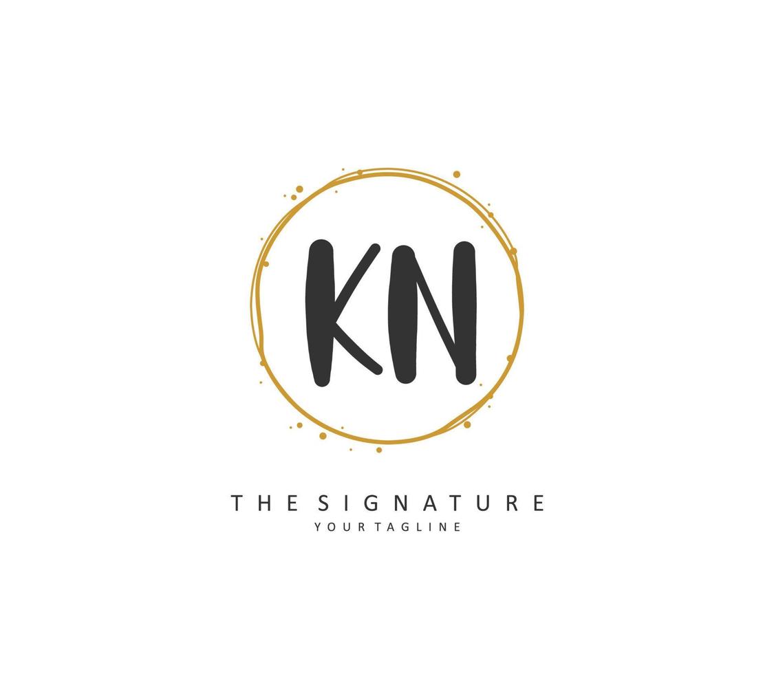 K N KN Initial letter handwriting and  signature logo. A concept handwriting initial logo with template element. vector