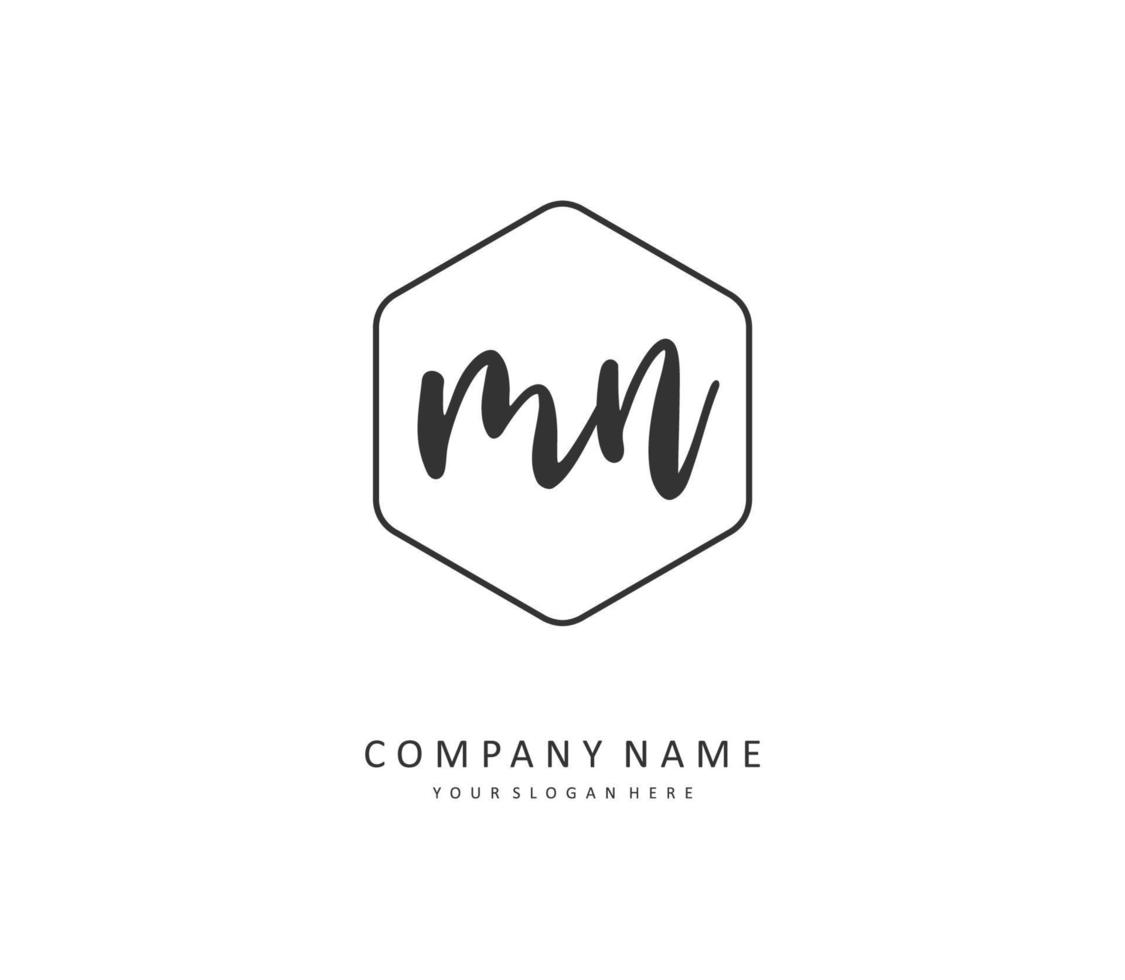 M N MN Initial letter handwriting and  signature logo. A concept handwriting initial logo with template element. vector