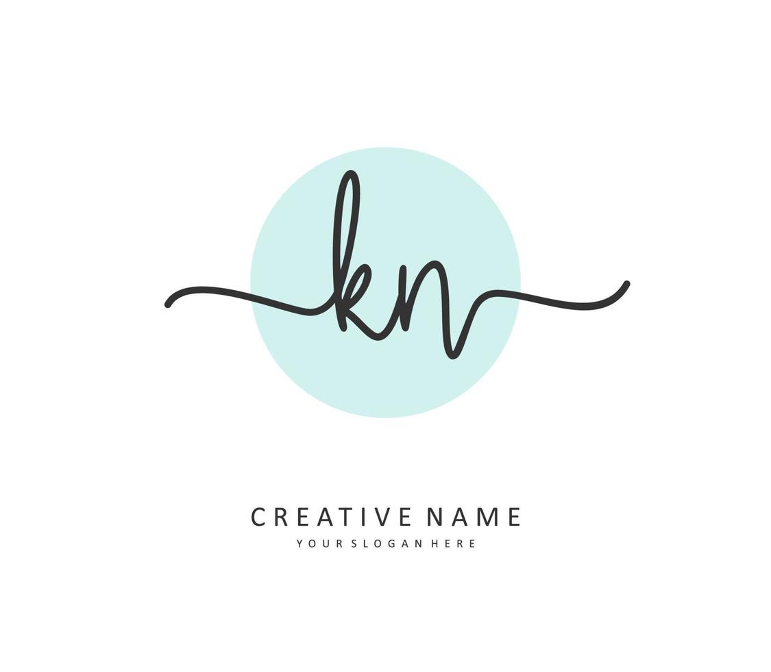 K N KN Initial letter handwriting and  signature logo. A concept handwriting initial logo with template element. vector