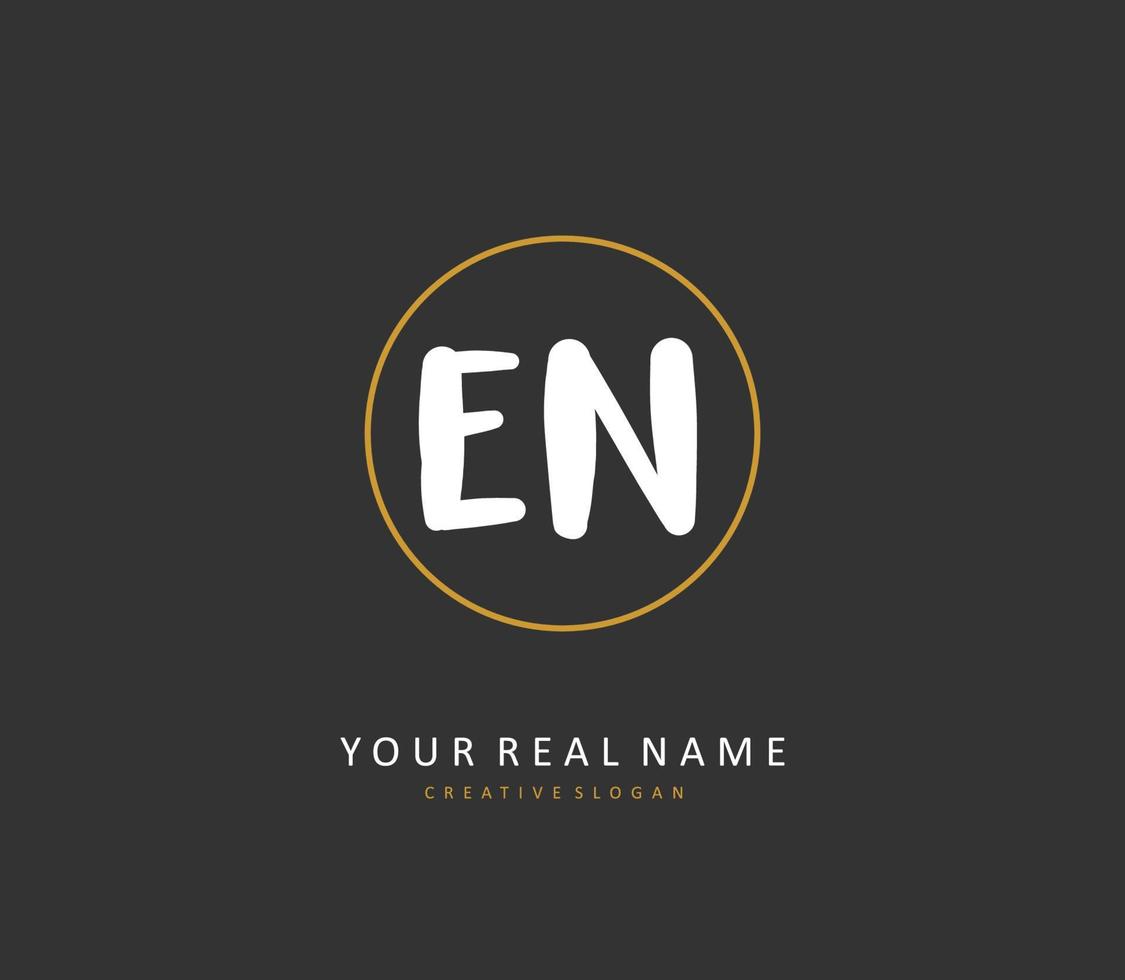 E N EN Initial letter handwriting and  signature logo. A concept handwriting initial logo with template element. vector