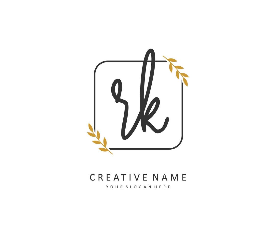 R K RK Initial letter handwriting and  signature logo. A concept handwriting initial logo with template element. vector