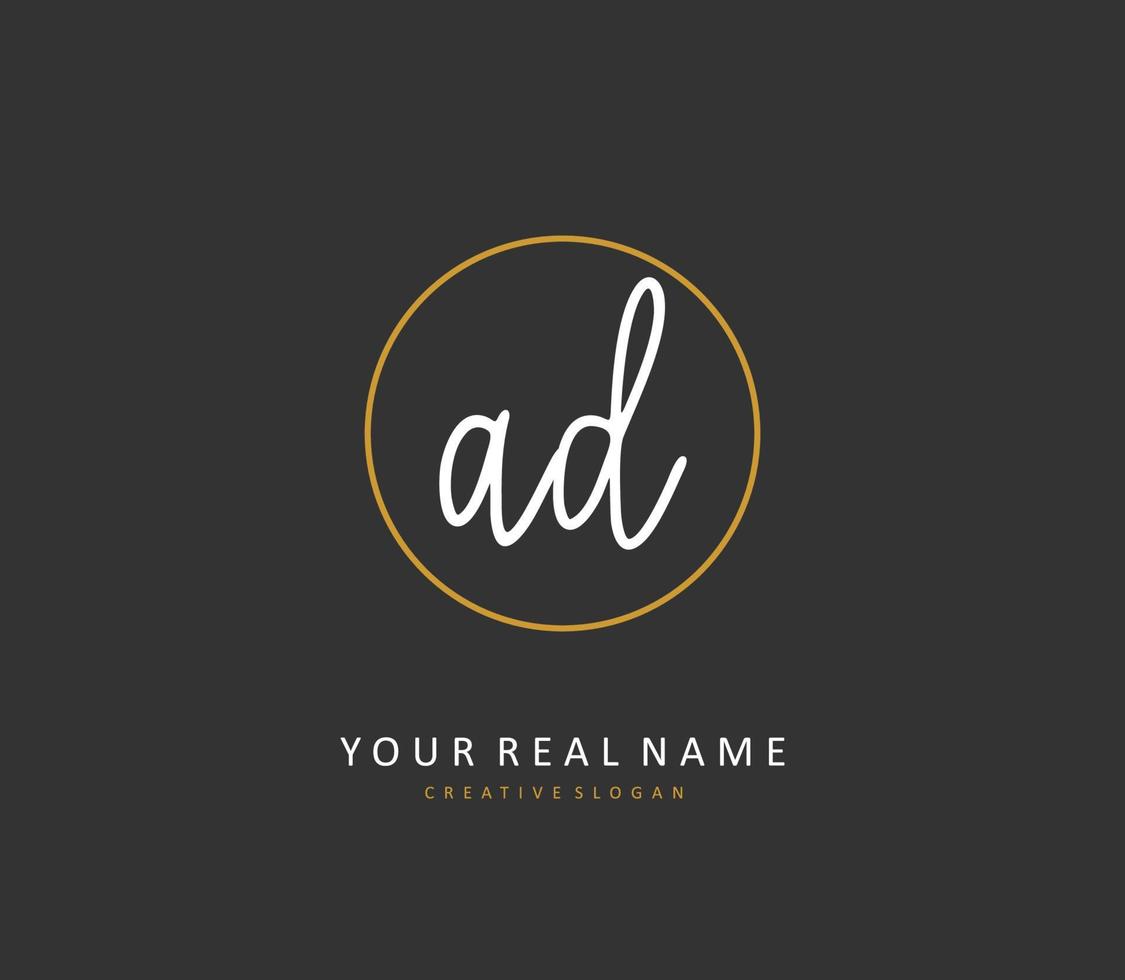 AD Initial letter handwriting and  signature logo. A concept handwriting initial logo with template element. vector