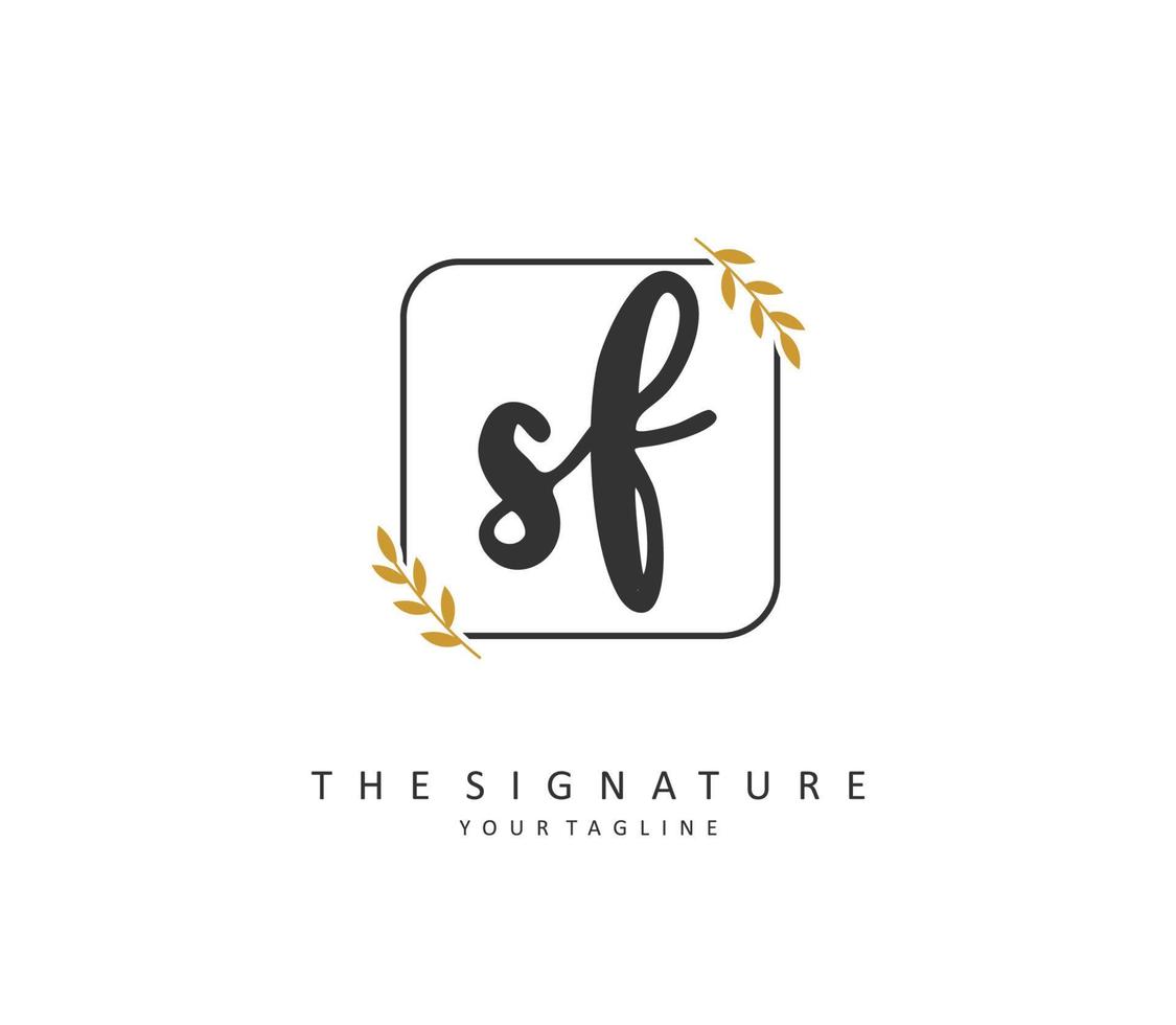 SF Initial letter handwriting and  signature logo. A concept handwriting initial logo with template element. vector