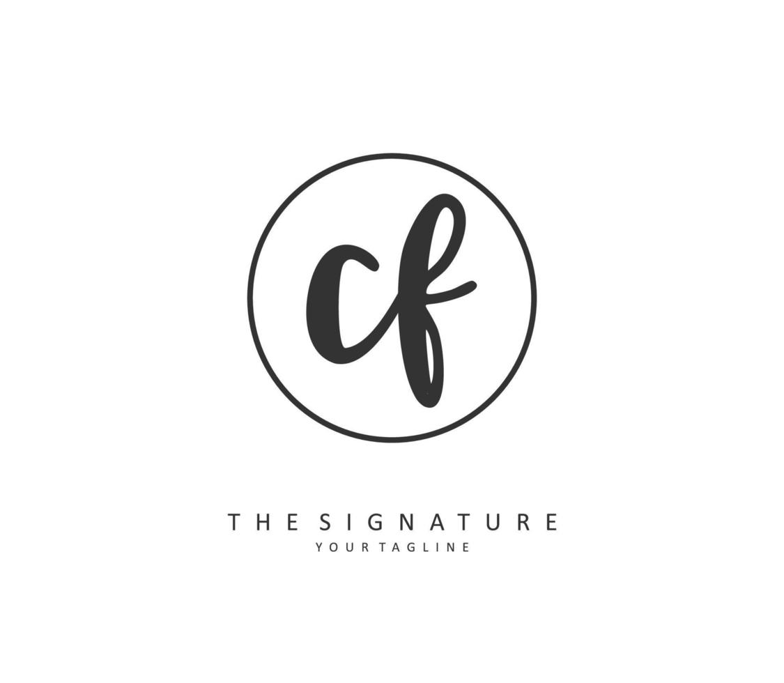 CF Initial letter handwriting and  signature logo. A concept handwriting initial logo with template element. vector