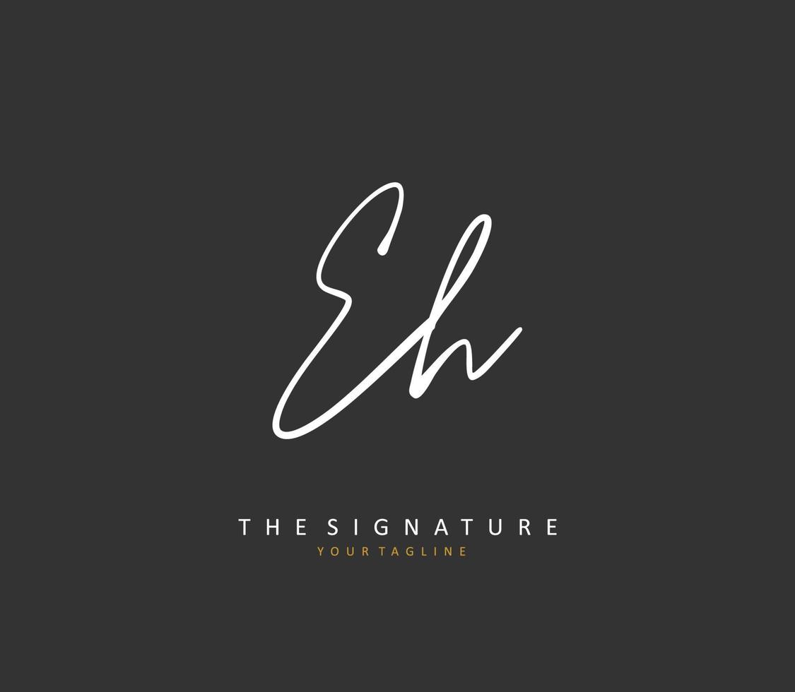 E H EH Initial letter handwriting and  signature logo. A concept handwriting initial logo with template element. vector