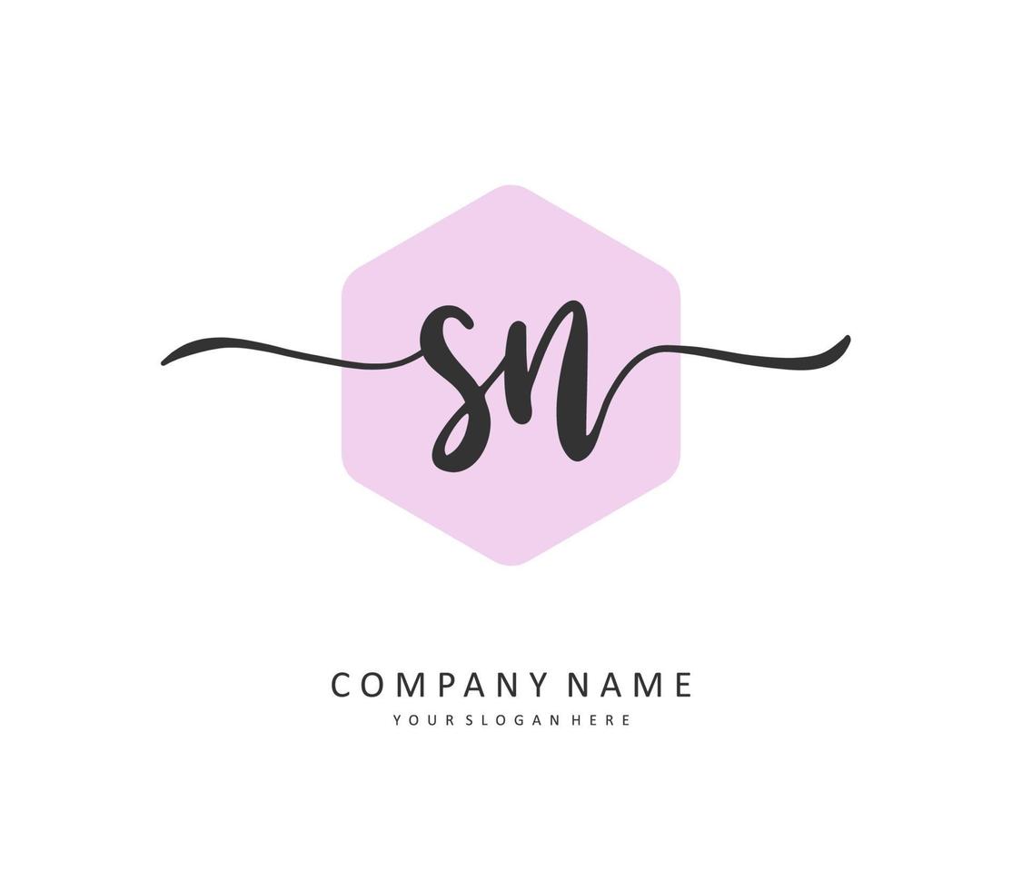 S N SN Initial letter handwriting and  signature logo. A concept handwriting initial logo with template element. vector