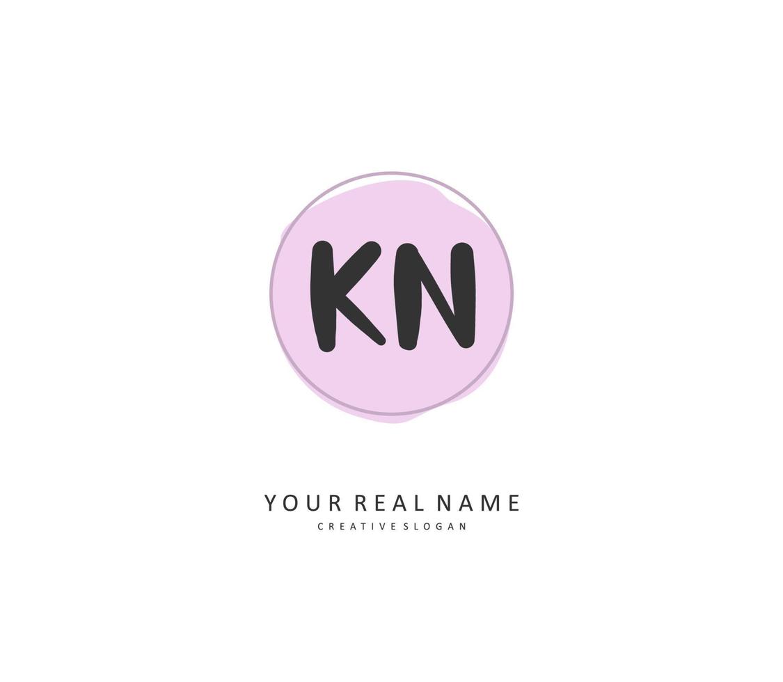 K N KN Initial letter handwriting and  signature logo. A concept handwriting initial logo with template element. vector