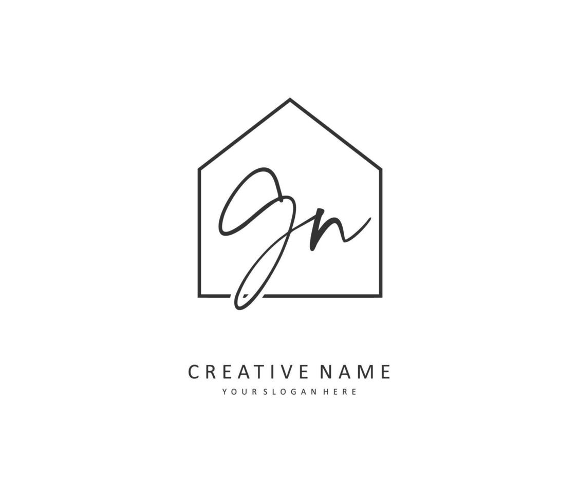 G N GN Initial letter handwriting and  signature logo. A concept handwriting initial logo with template element. vector