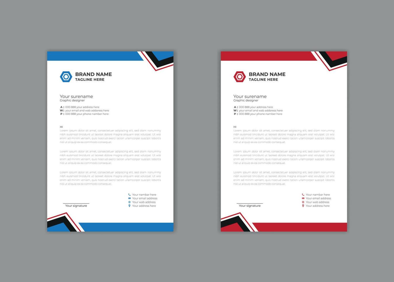 letterhead template, letterhead design, vector abstract  creative Professional modern simple unique school hospital medical new red and black corporate letterhead minimal template