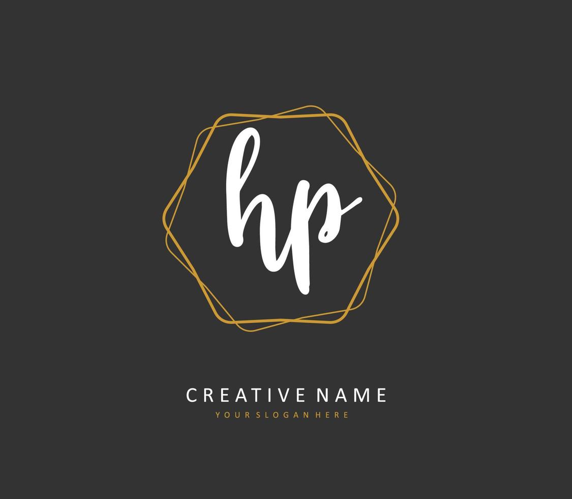 HP Initial letter handwriting and  signature logo. A concept handwriting initial logo with template element. vector