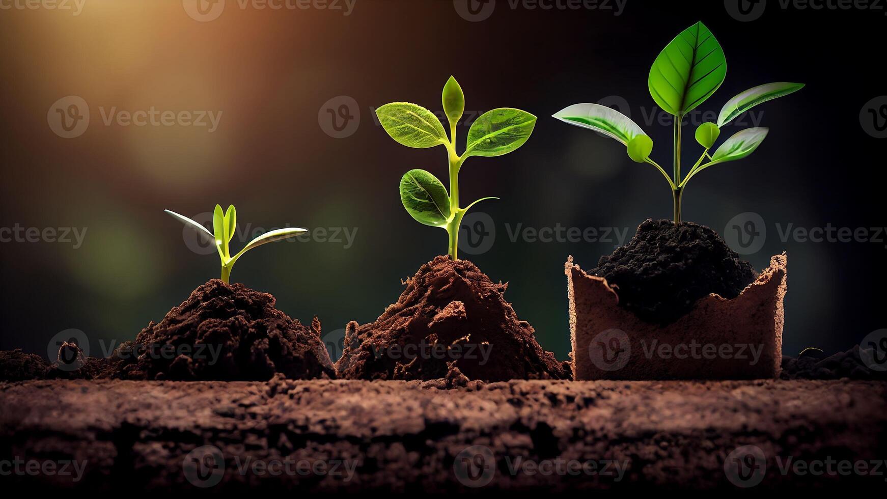 Planting tree infographic. Evolution concept. Sprout, plant, tree growing agriculture icons with . photo