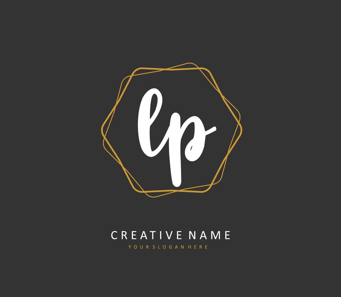 LP Initial letter handwriting and  signature logo. A concept handwriting initial logo with template element. vector