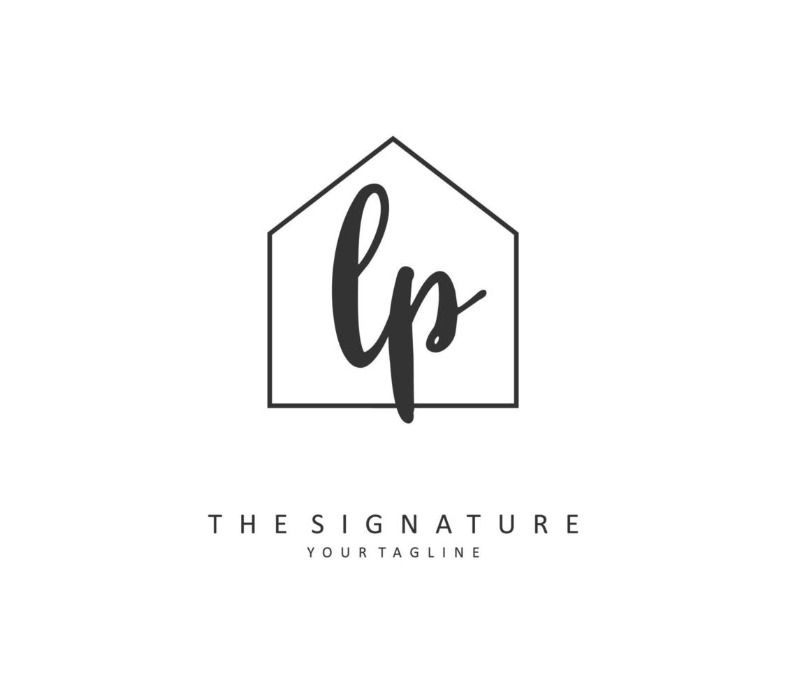 LP Initial letter handwriting and  signature logo. A concept handwriting initial logo with template element. vector