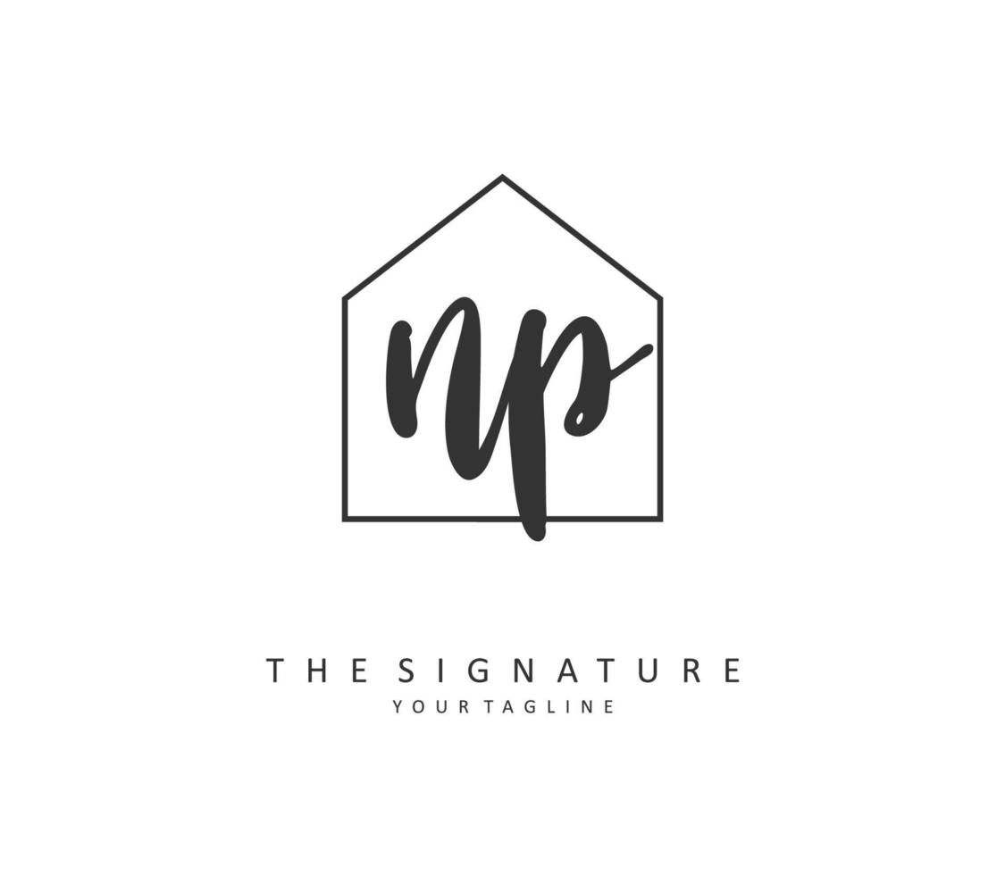 NP Initial letter handwriting and  signature logo. A concept handwriting initial logo with template element. vector