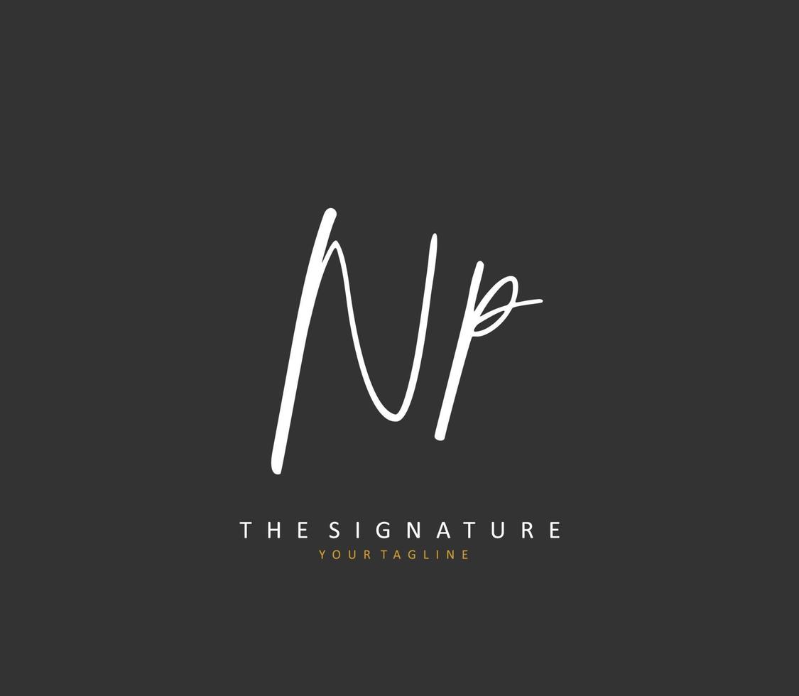 NP Initial letter handwriting and  signature logo. A concept handwriting initial logo with template element. vector