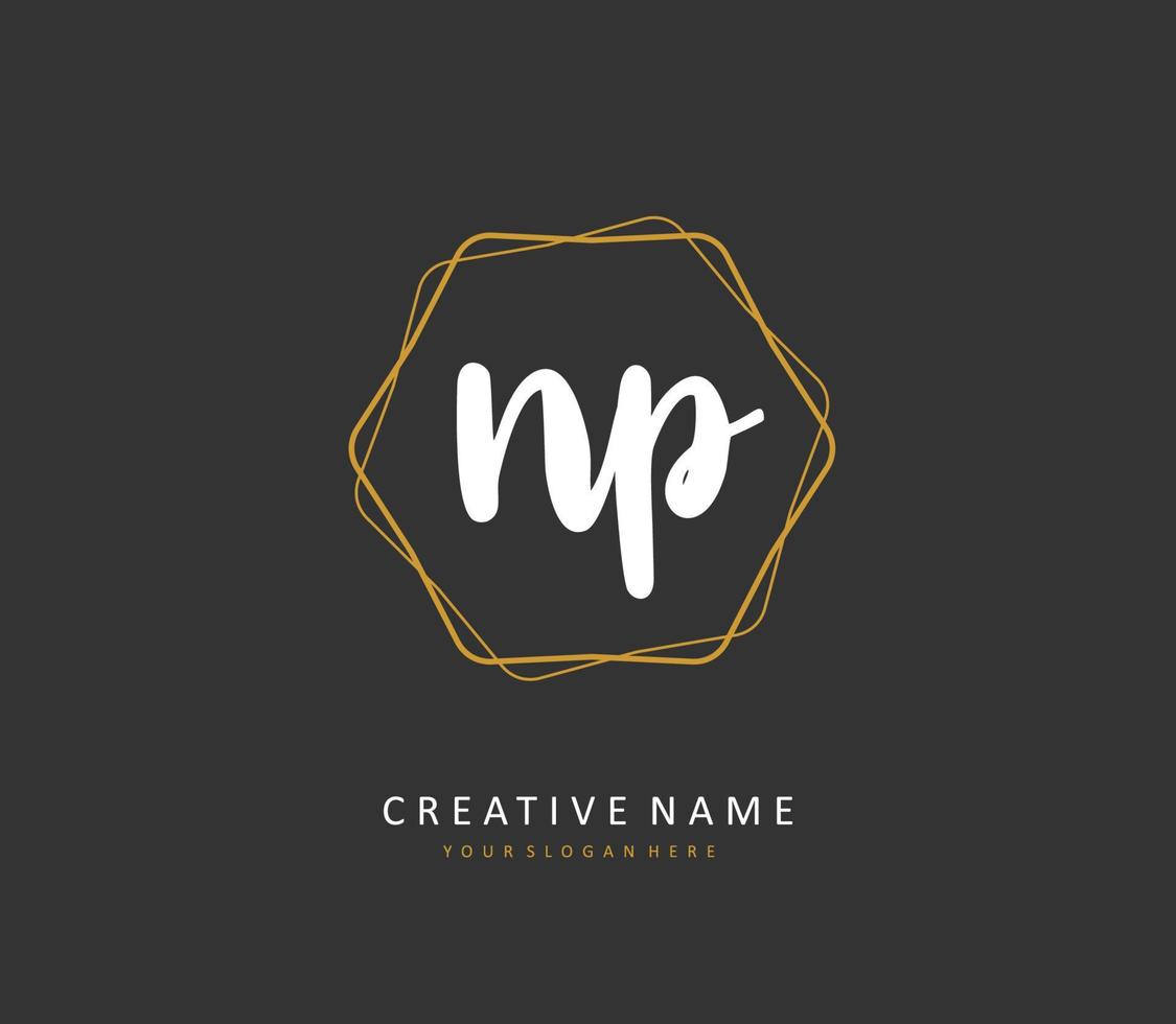 NP Initial letter handwriting and  signature logo. A concept handwriting initial logo with template element. vector