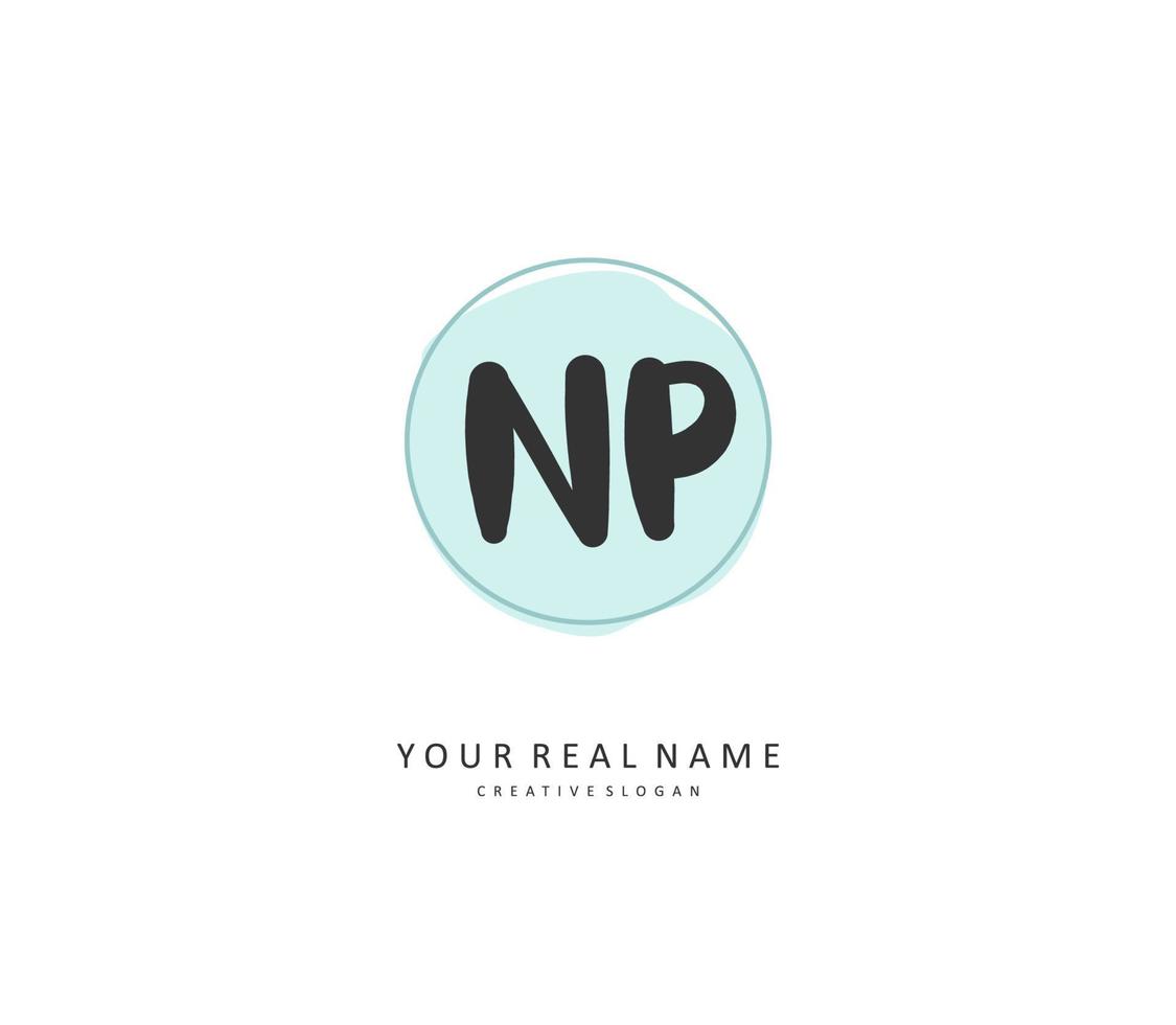 NP Initial letter handwriting and  signature logo. A concept handwriting initial logo with template element. vector