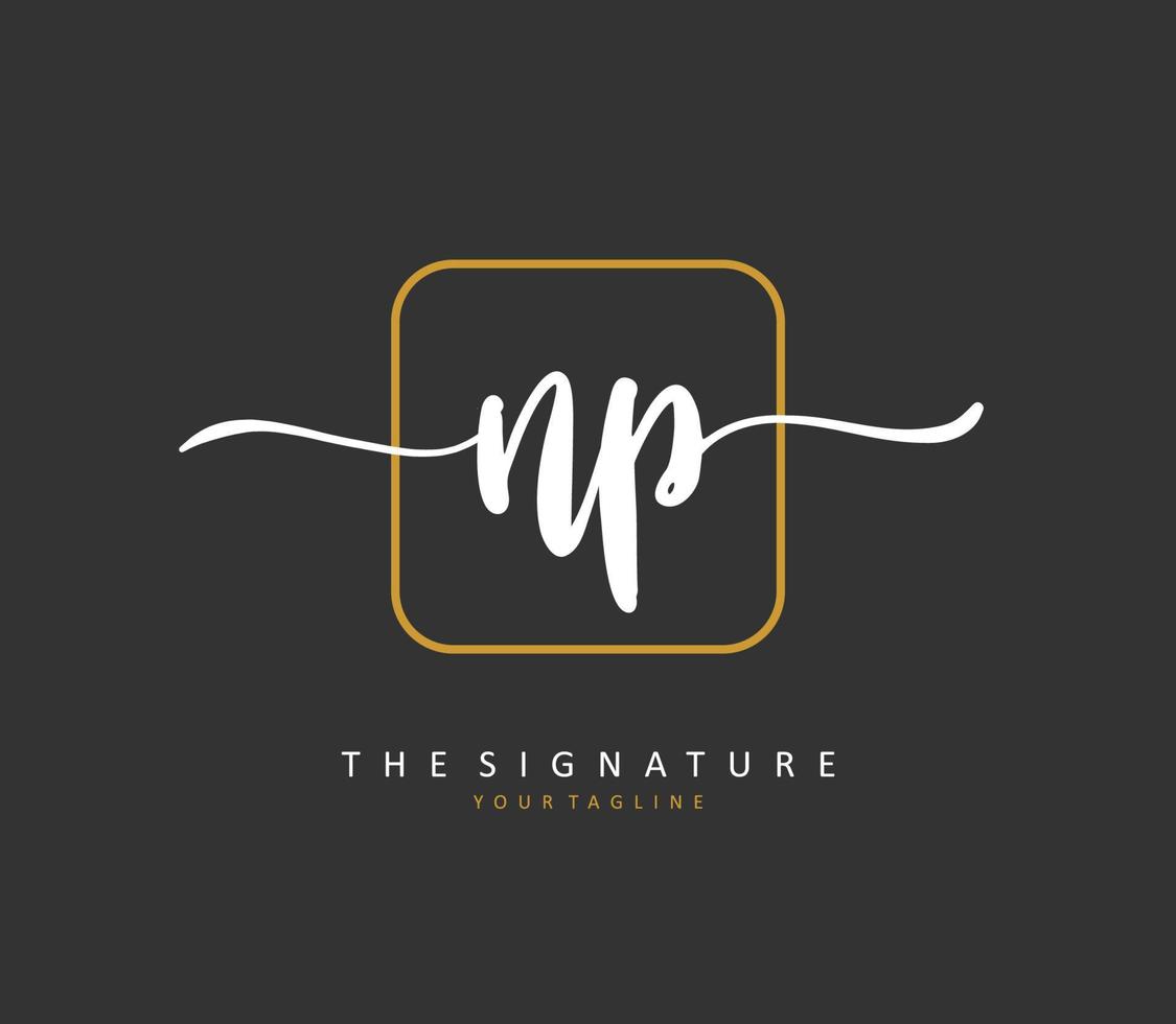 NP Initial letter handwriting and  signature logo. A concept handwriting initial logo with template element. vector
