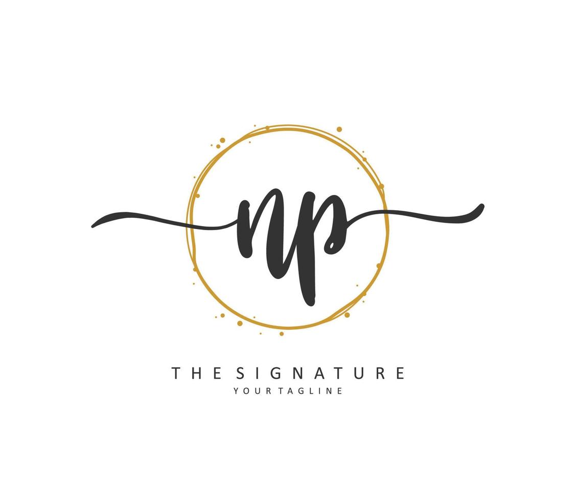 NP Initial letter handwriting and  signature logo. A concept handwriting initial logo with template element. vector