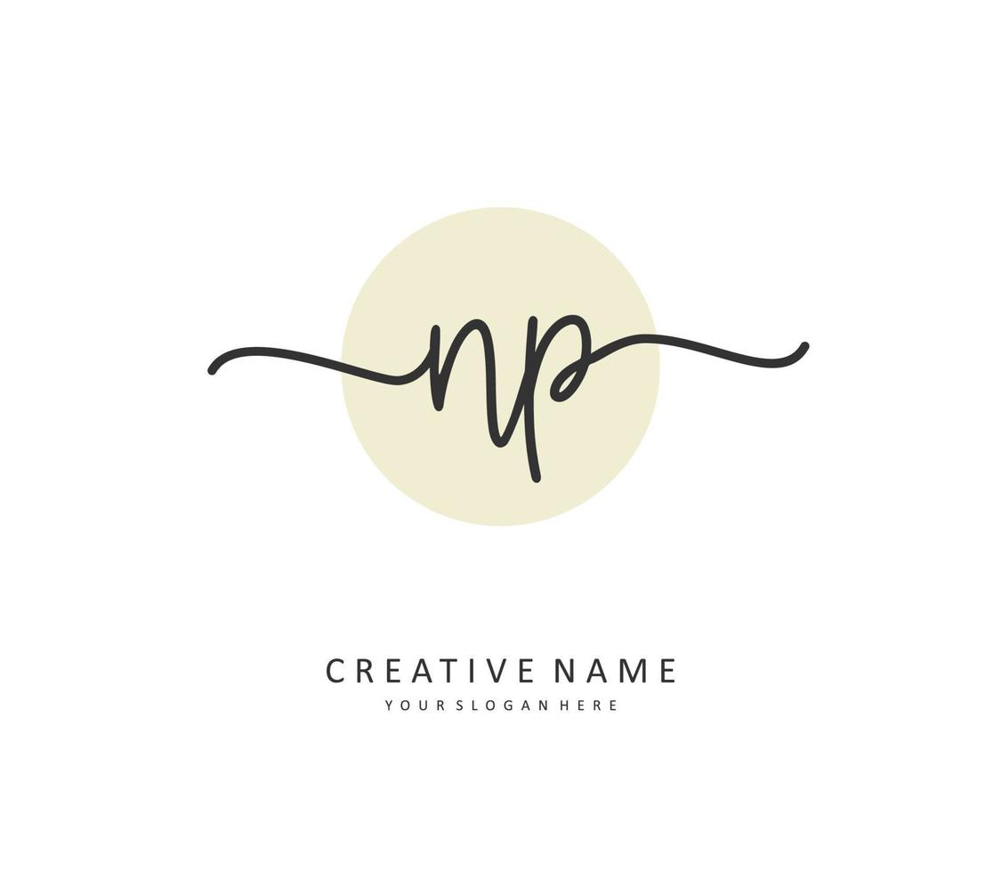 NP Initial letter handwriting and  signature logo. A concept handwriting initial logo with template element. vector