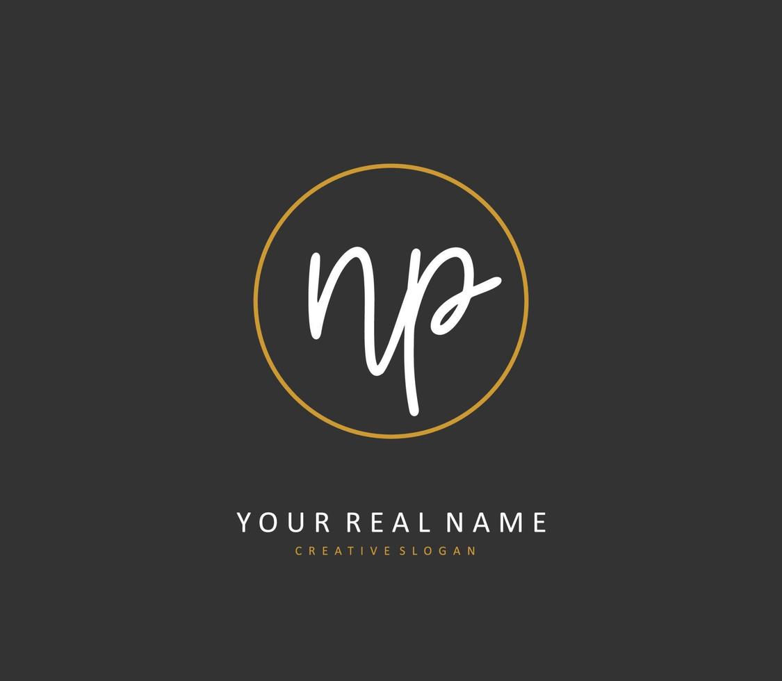 NP Initial letter handwriting and  signature logo. A concept handwriting initial logo with template element. vector