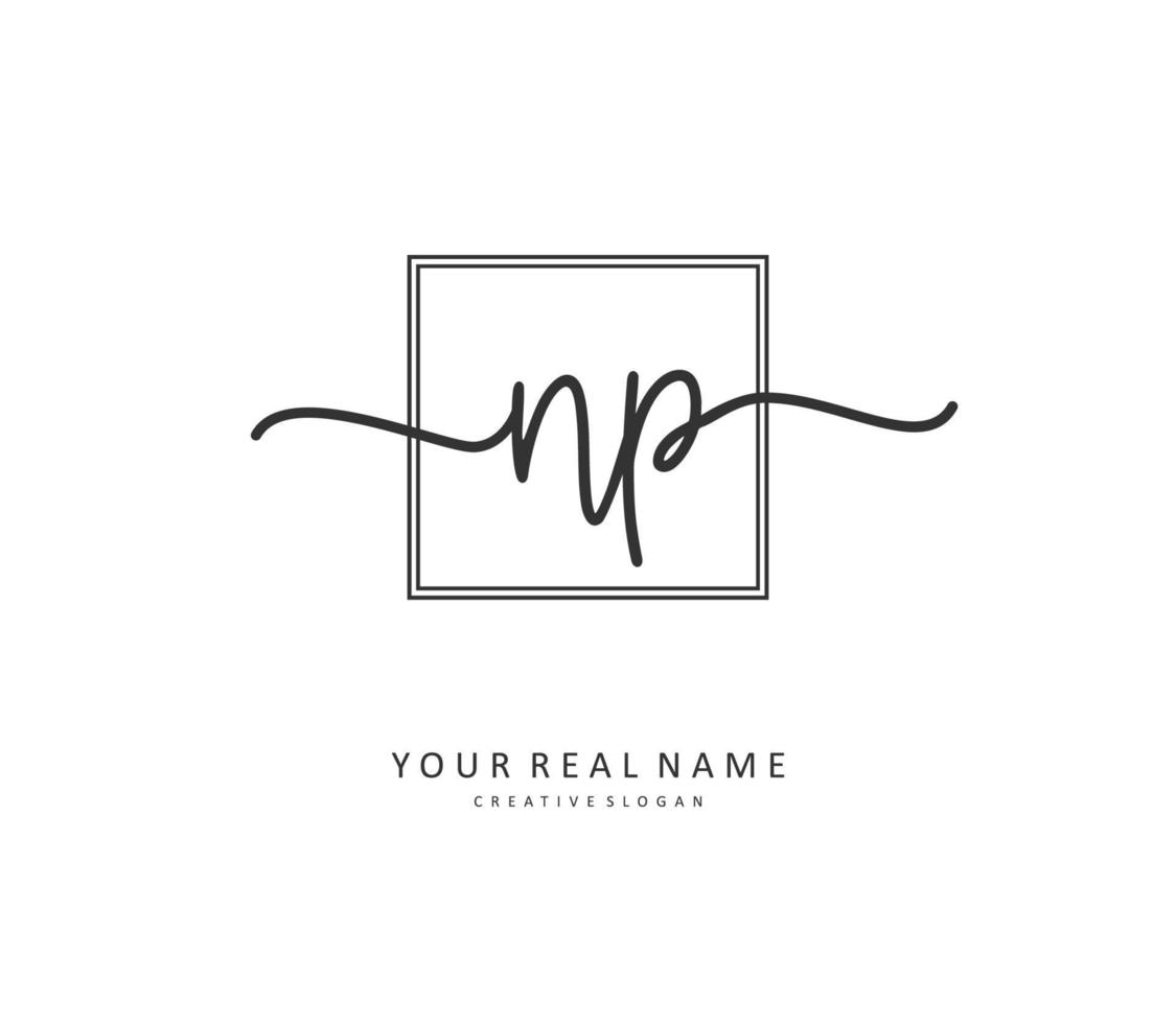 NP Initial letter handwriting and  signature logo. A concept handwriting initial logo with template element. vector
