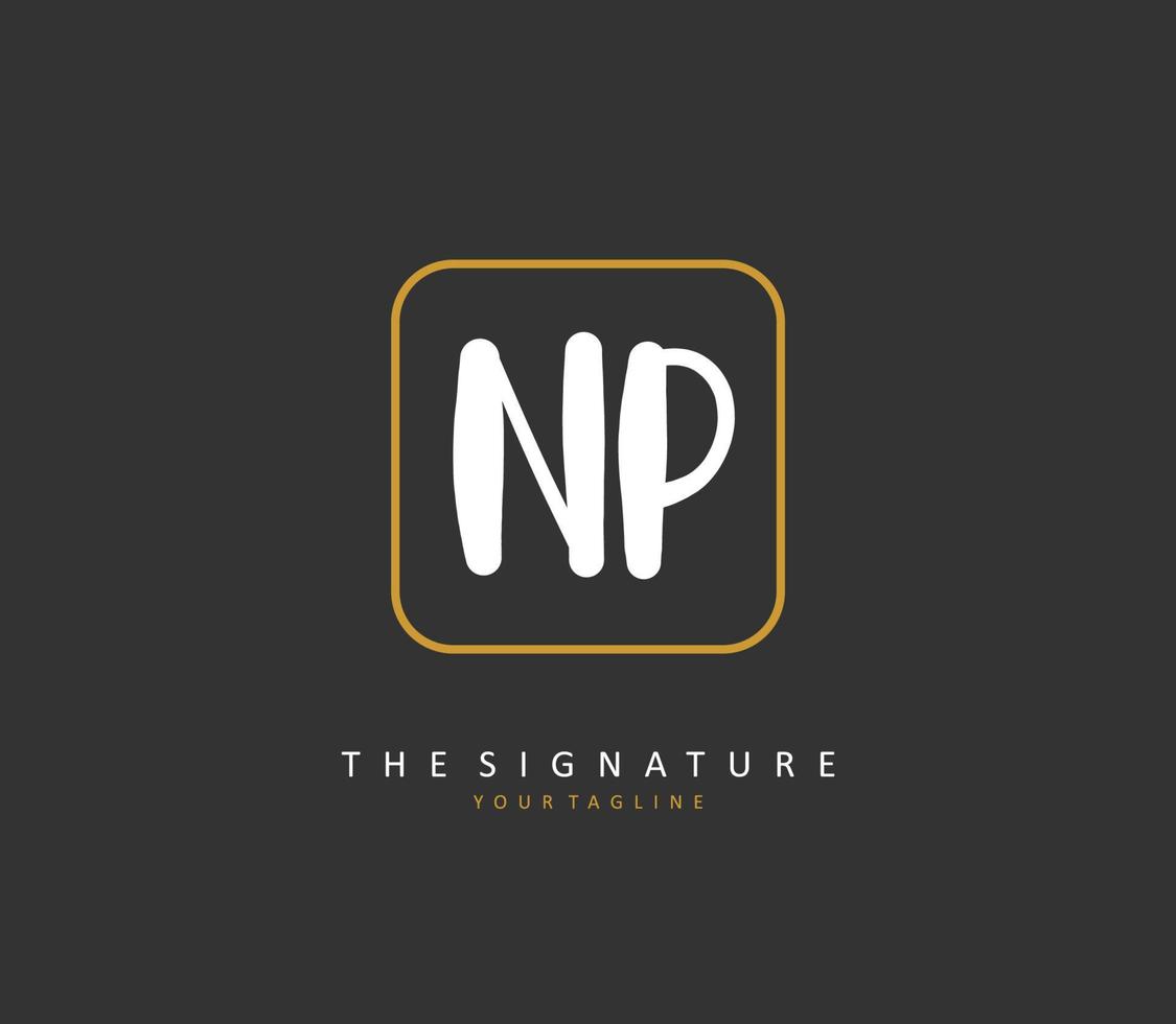 NP Initial letter handwriting and  signature logo. A concept handwriting initial logo with template element. vector