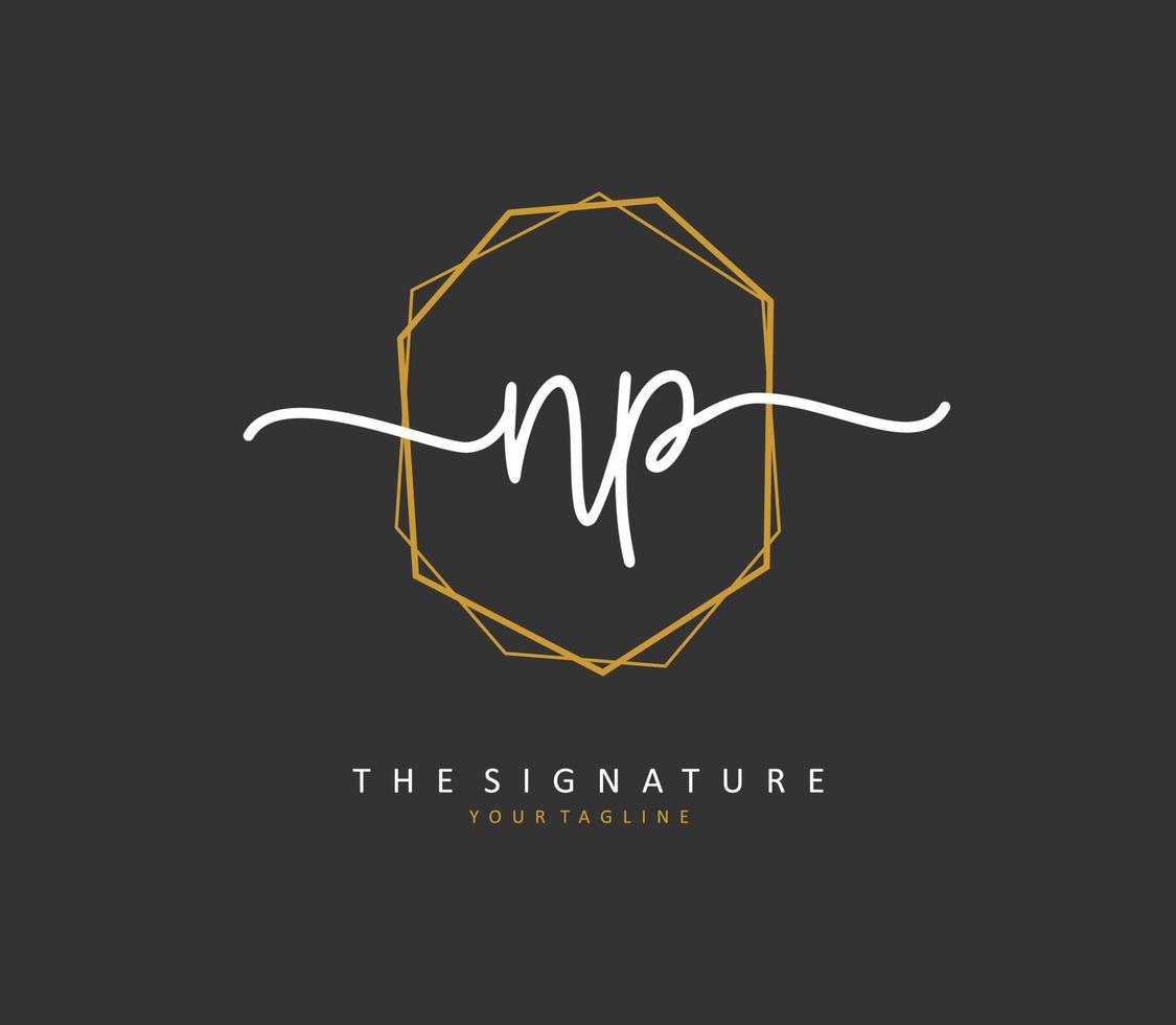 NP Initial letter handwriting and  signature logo. A concept handwriting initial logo with template element. vector