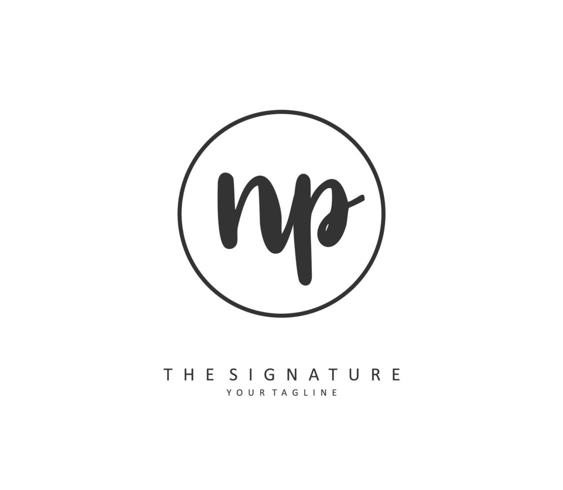 NP Initial letter handwriting and  signature logo. A concept handwriting initial logo with template element. vector
