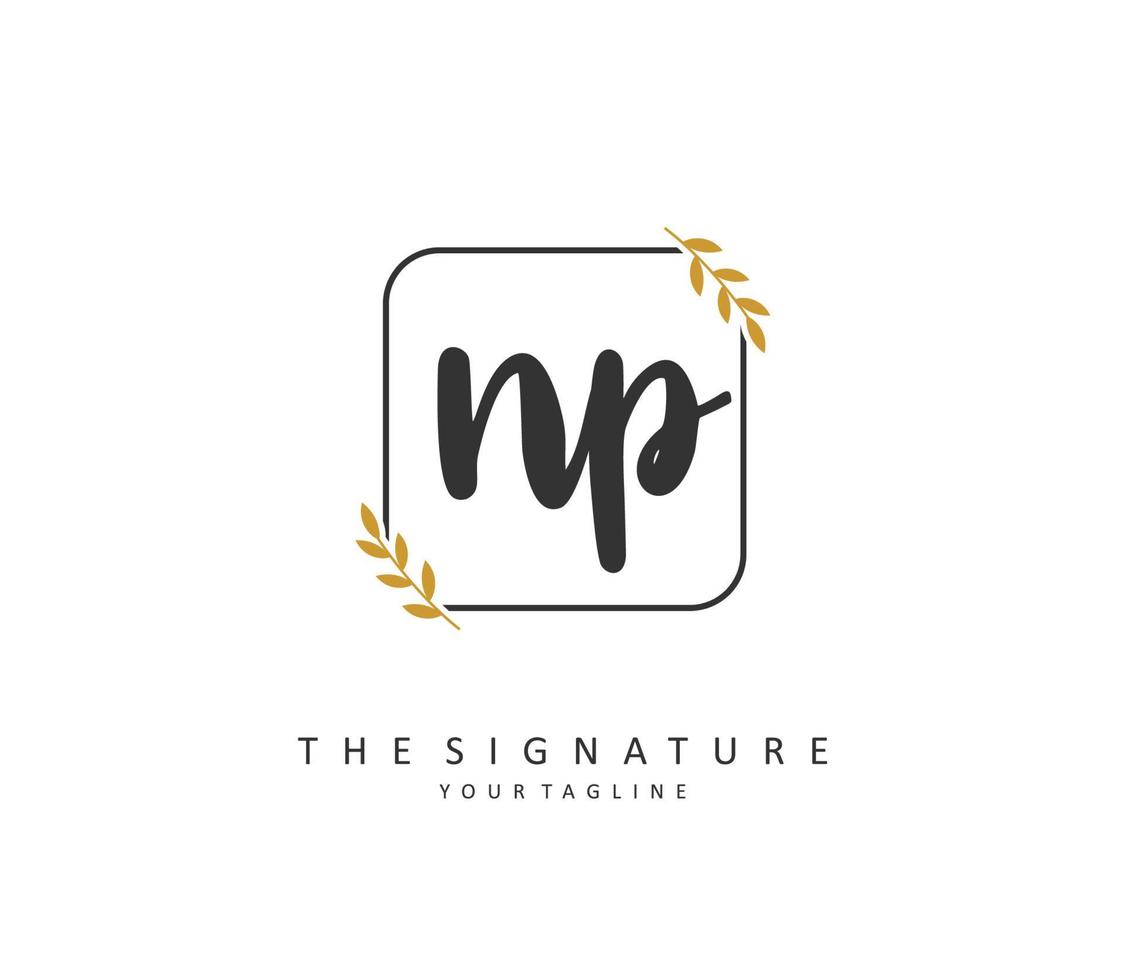 NP Initial letter handwriting and  signature logo. A concept handwriting initial logo with template element. vector