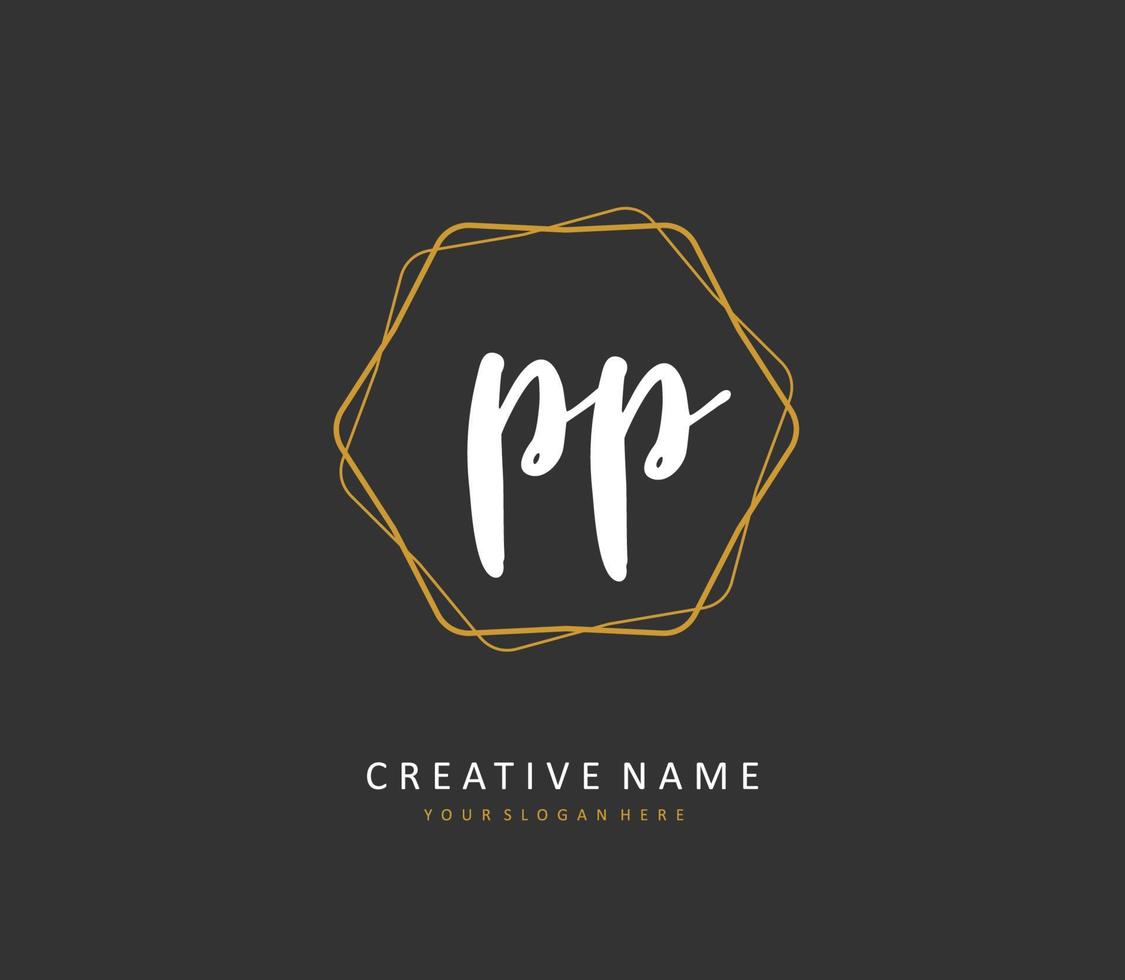 PP Initial letter handwriting and  signature logo. A concept handwriting initial logo with template element. vector