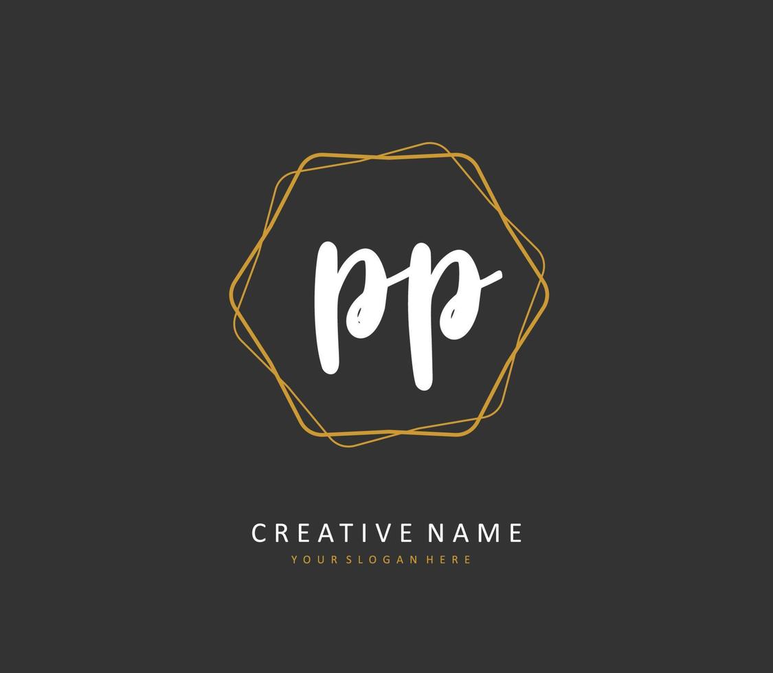 PP Initial letter handwriting and  signature logo. A concept handwriting initial logo with template element. vector