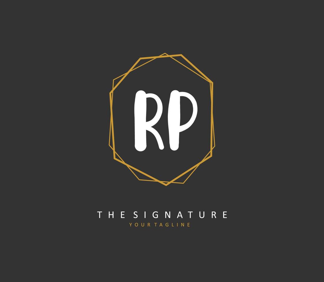 RP Initial letter handwriting and  signature logo. A concept handwriting initial logo with template element. vector