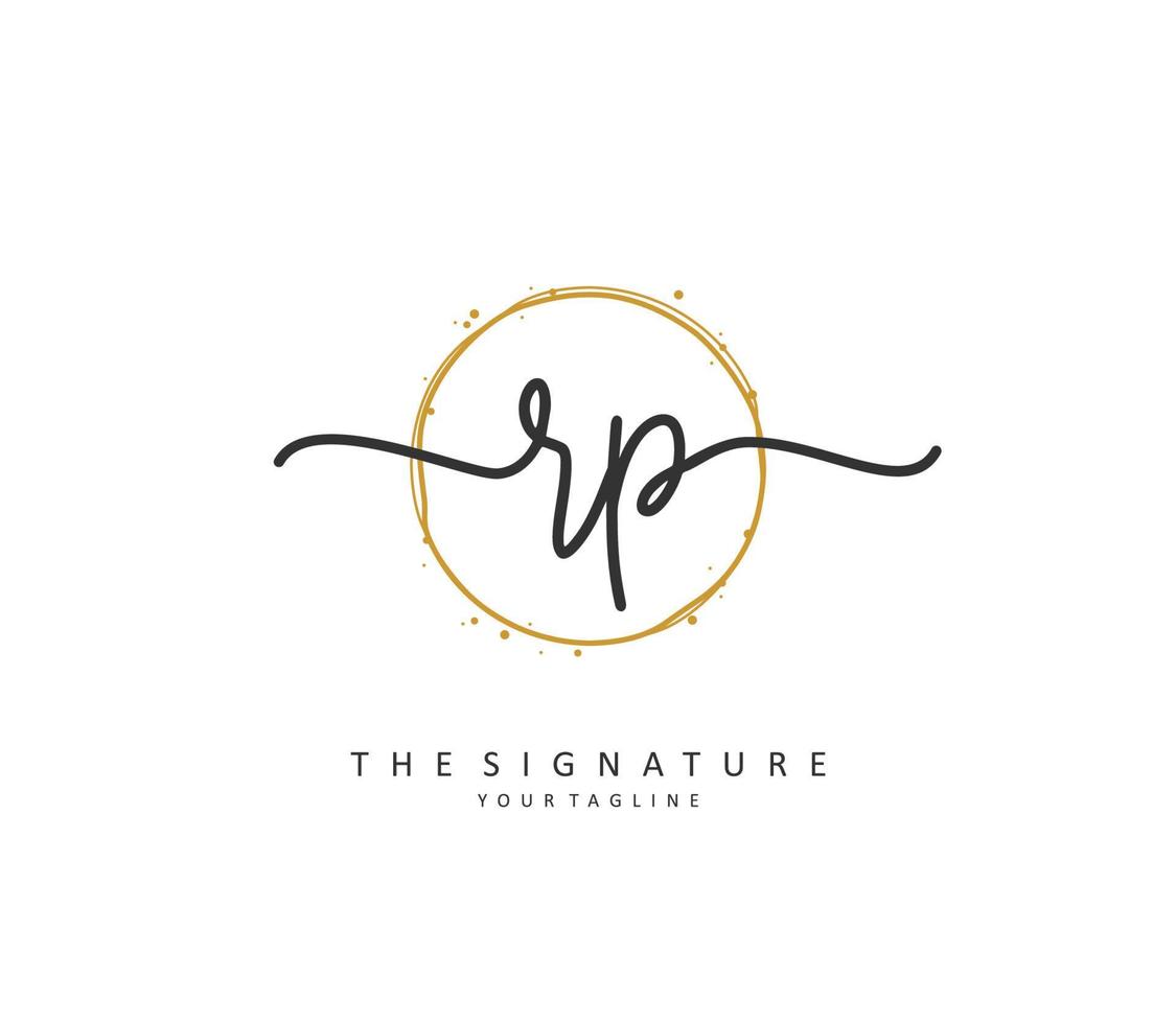 RP Initial letter handwriting and  signature logo. A concept handwriting initial logo with template element. vector