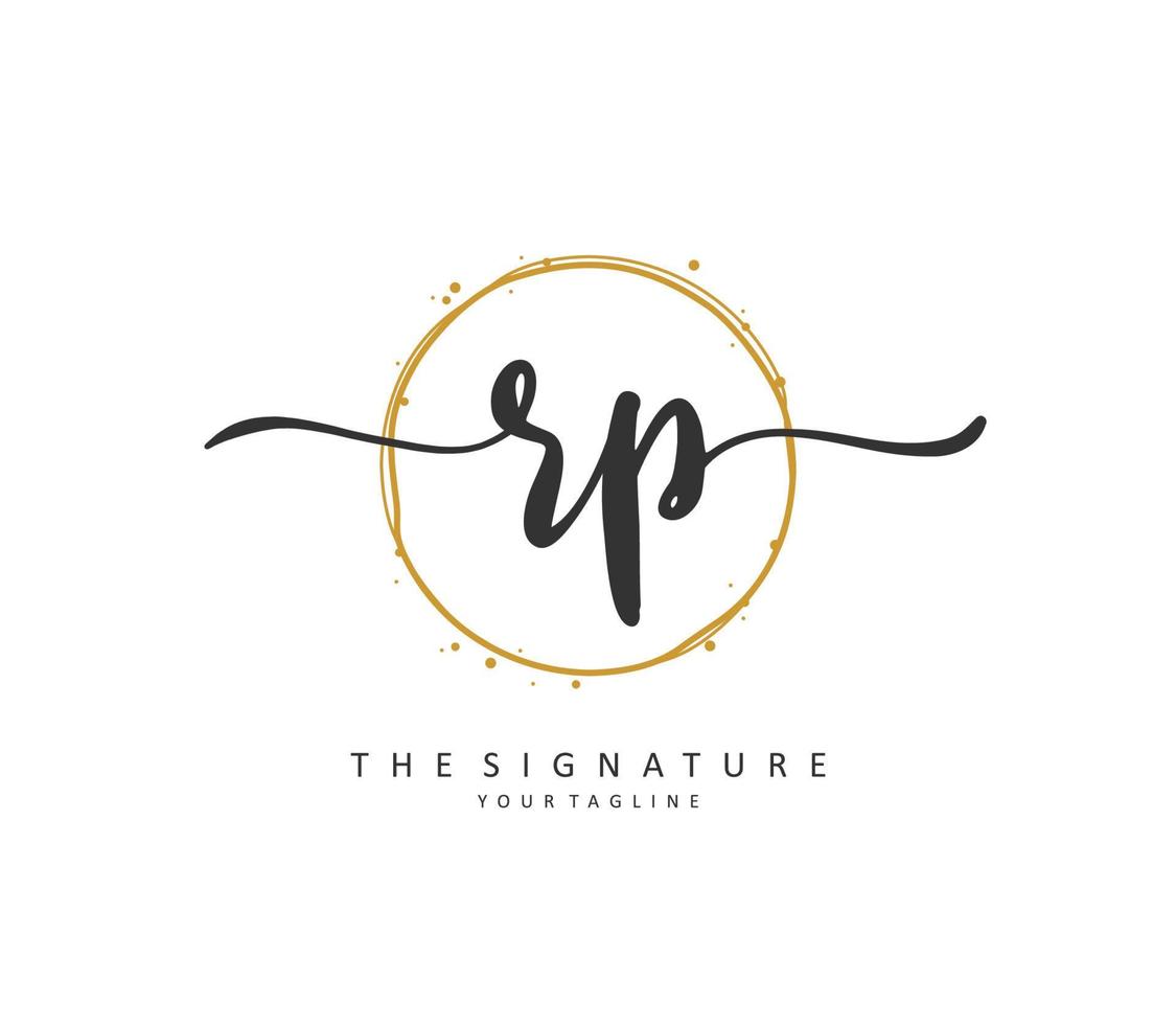 RP Initial letter handwriting and  signature logo. A concept handwriting initial logo with template element. vector