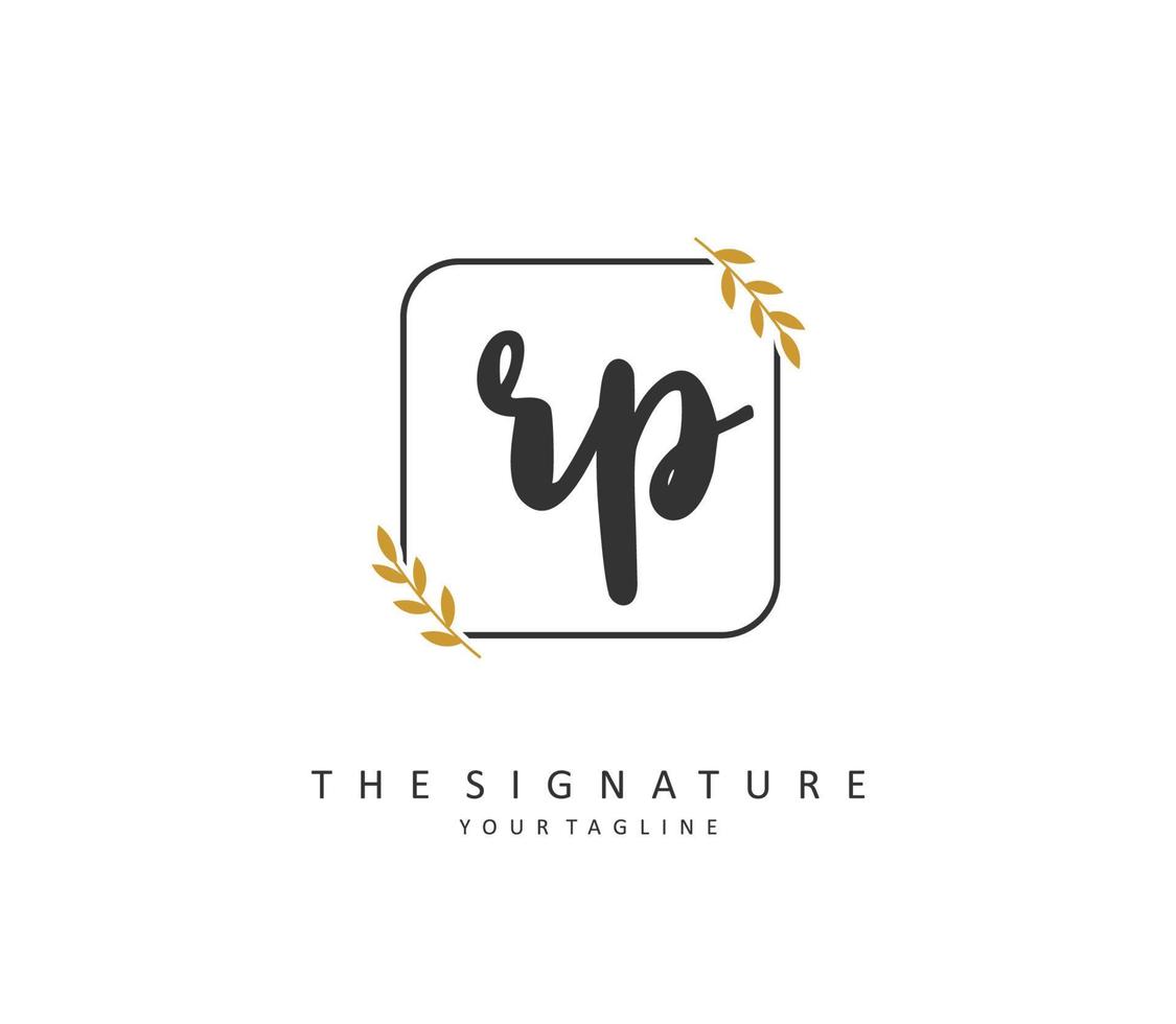 RP Initial letter handwriting and  signature logo. A concept handwriting initial logo with template element. vector