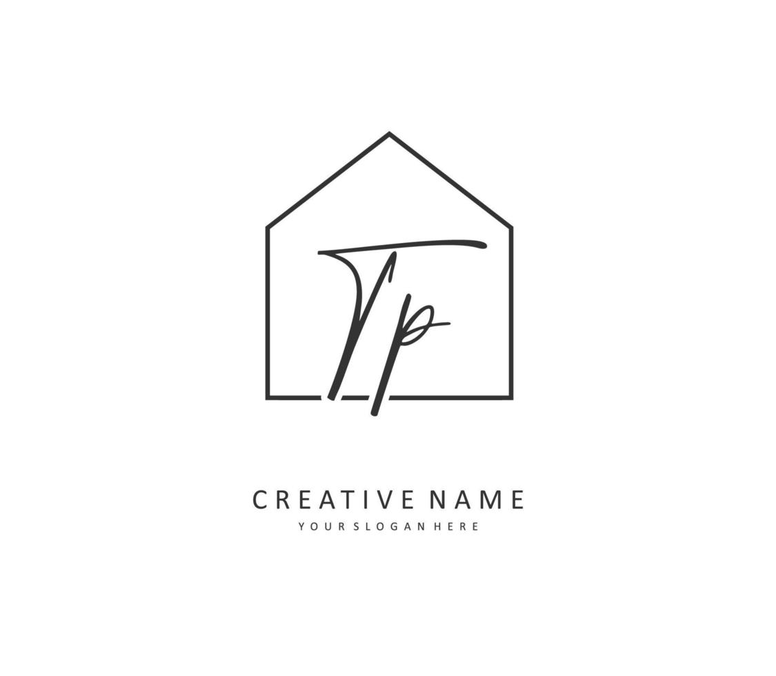 TP Initial letter handwriting and  signature logo. A concept handwriting initial logo with template element. vector