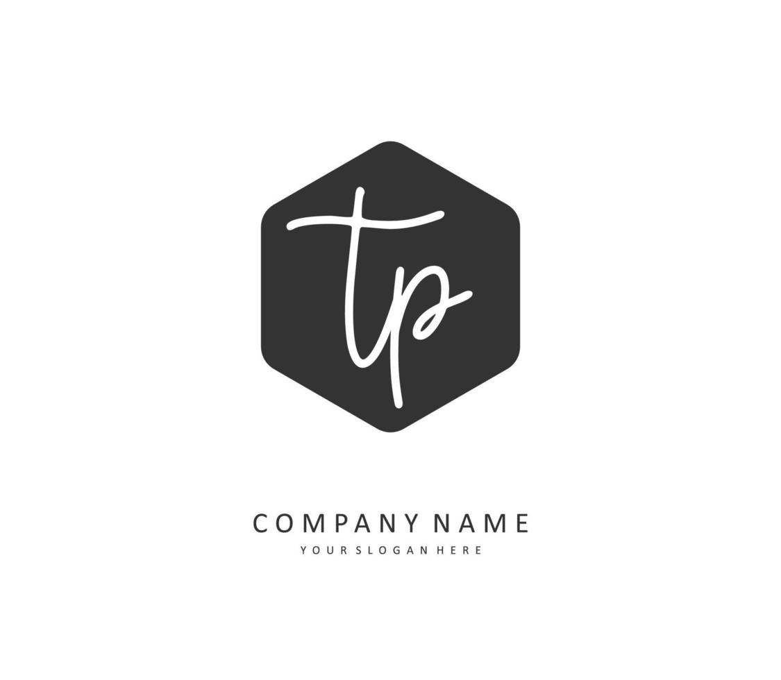 TP Initial letter handwriting and  signature logo. A concept handwriting initial logo with template element. vector