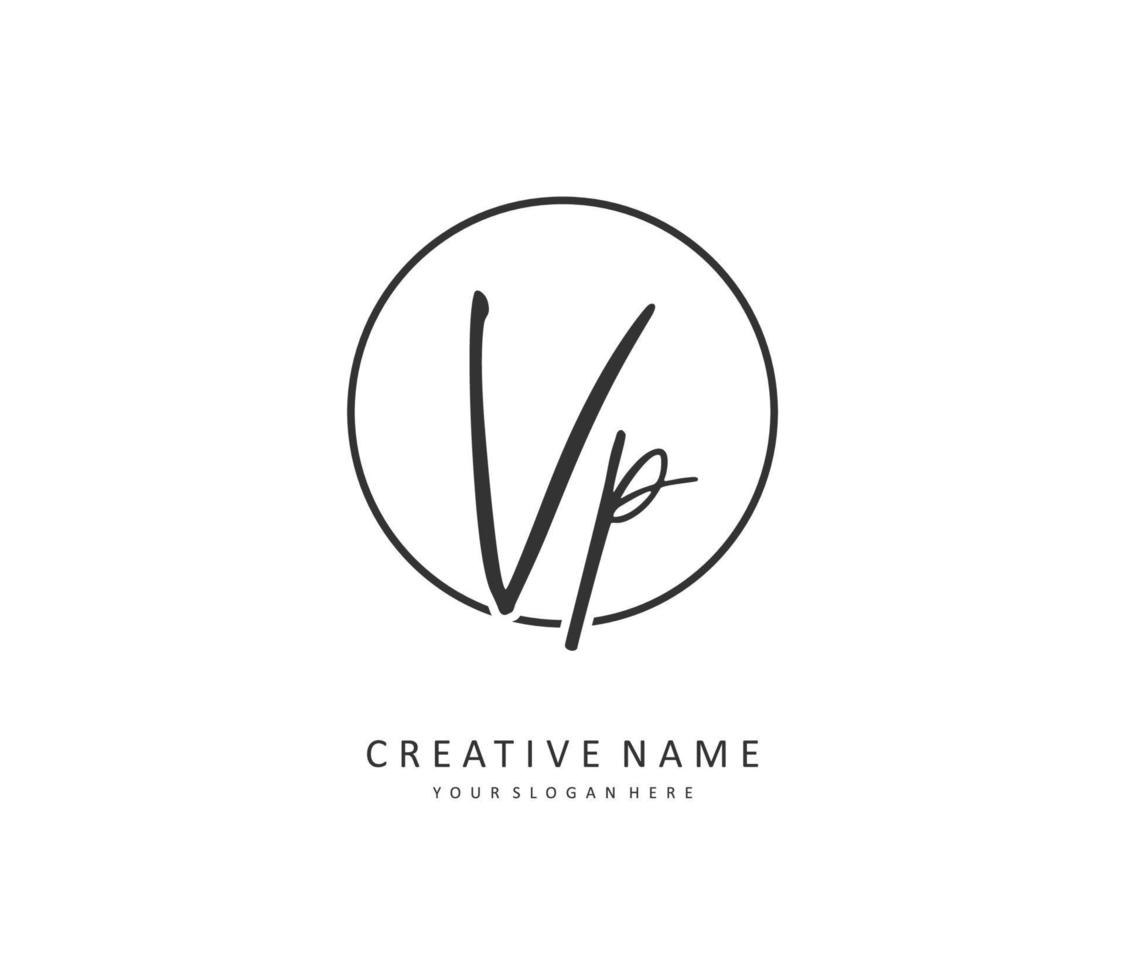 VP Initial letter handwriting and  signature logo. A concept handwriting initial logo with template element. vector