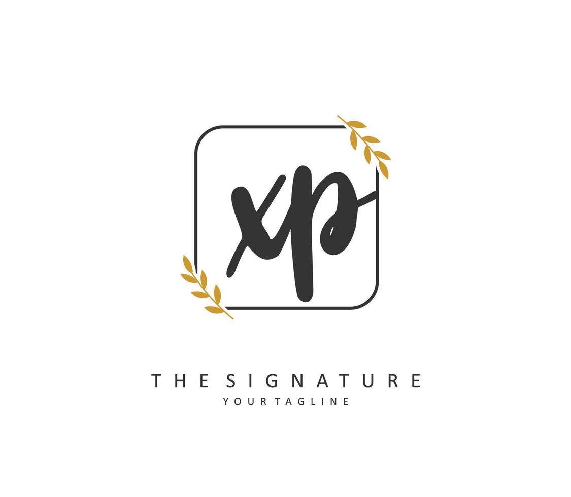 XP Initial letter handwriting and  signature logo. A concept handwriting initial logo with template element. vector