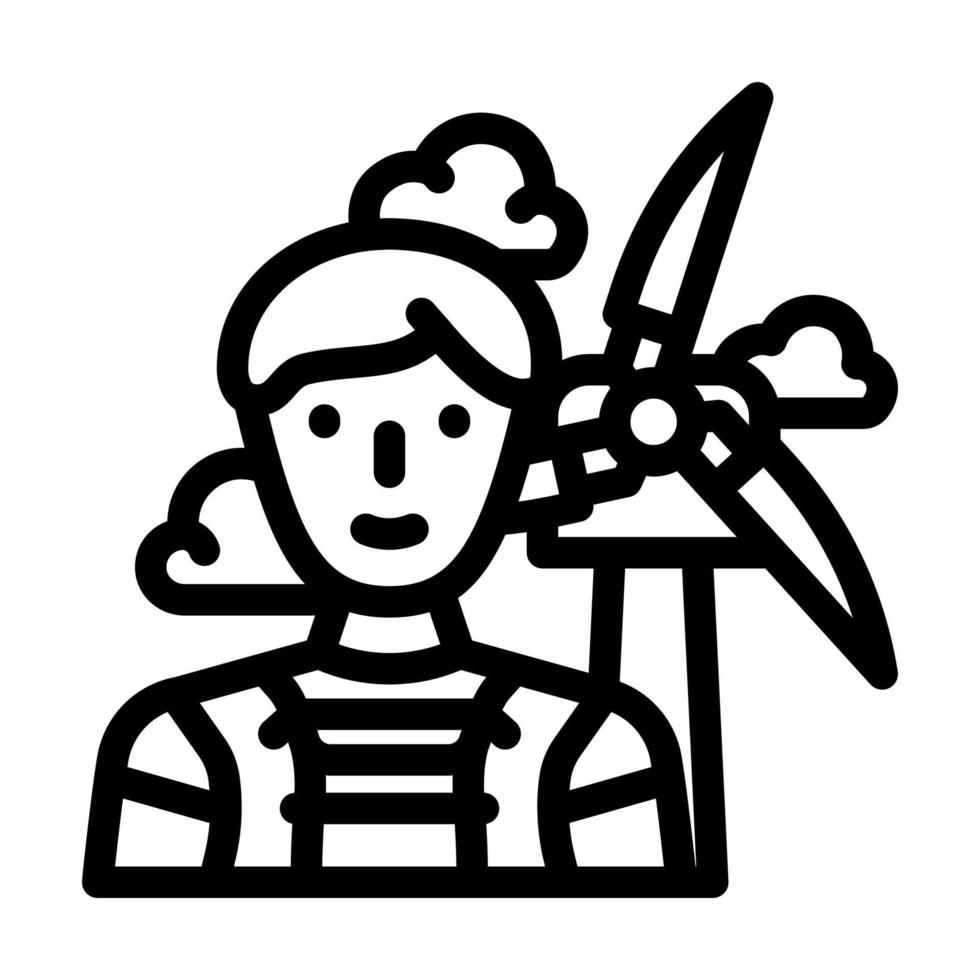 wind turbine technician repair worker line icon vector illustration