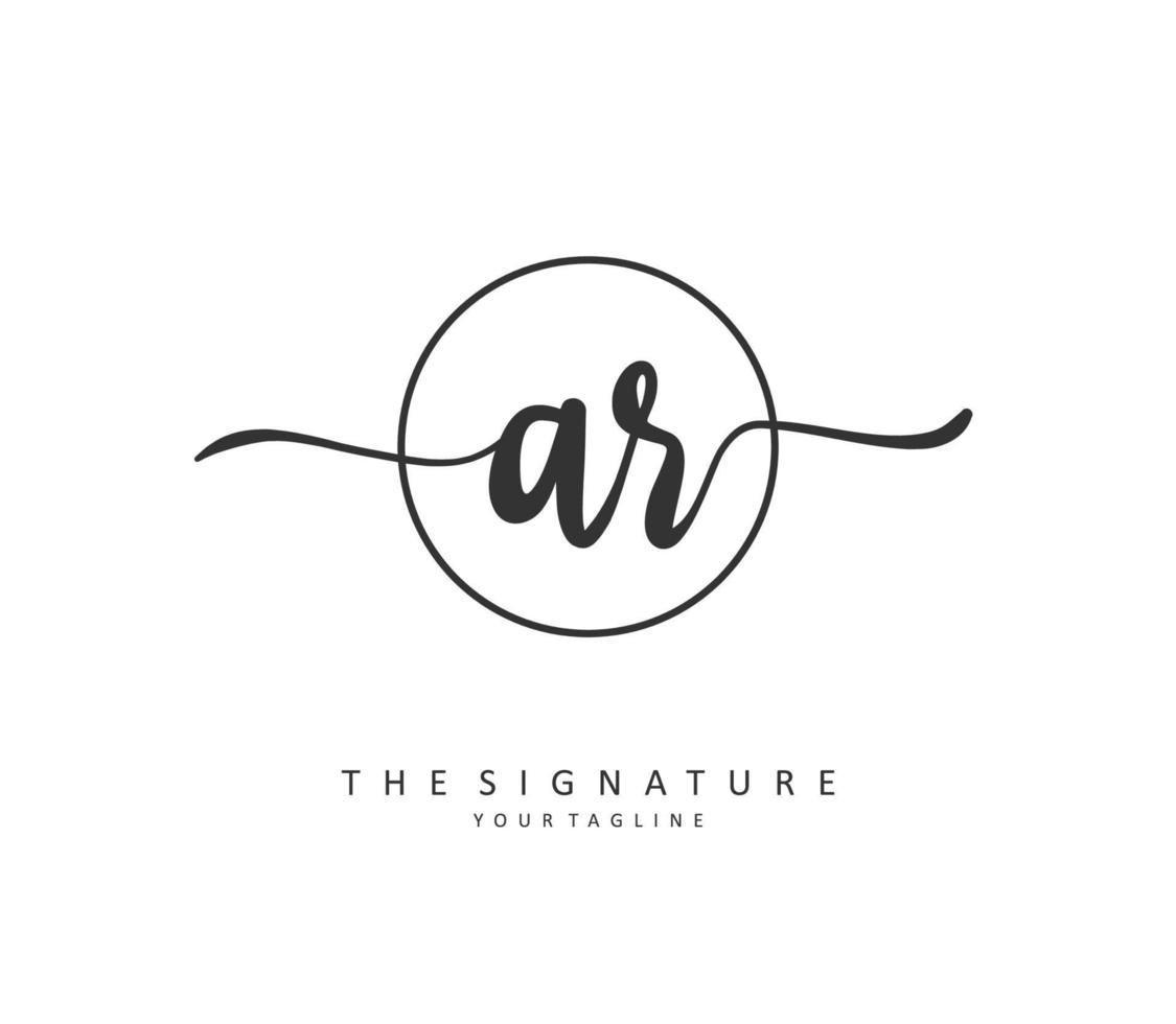 AR Initial letter handwriting and  signature logo. A concept handwriting initial logo with template element. vector