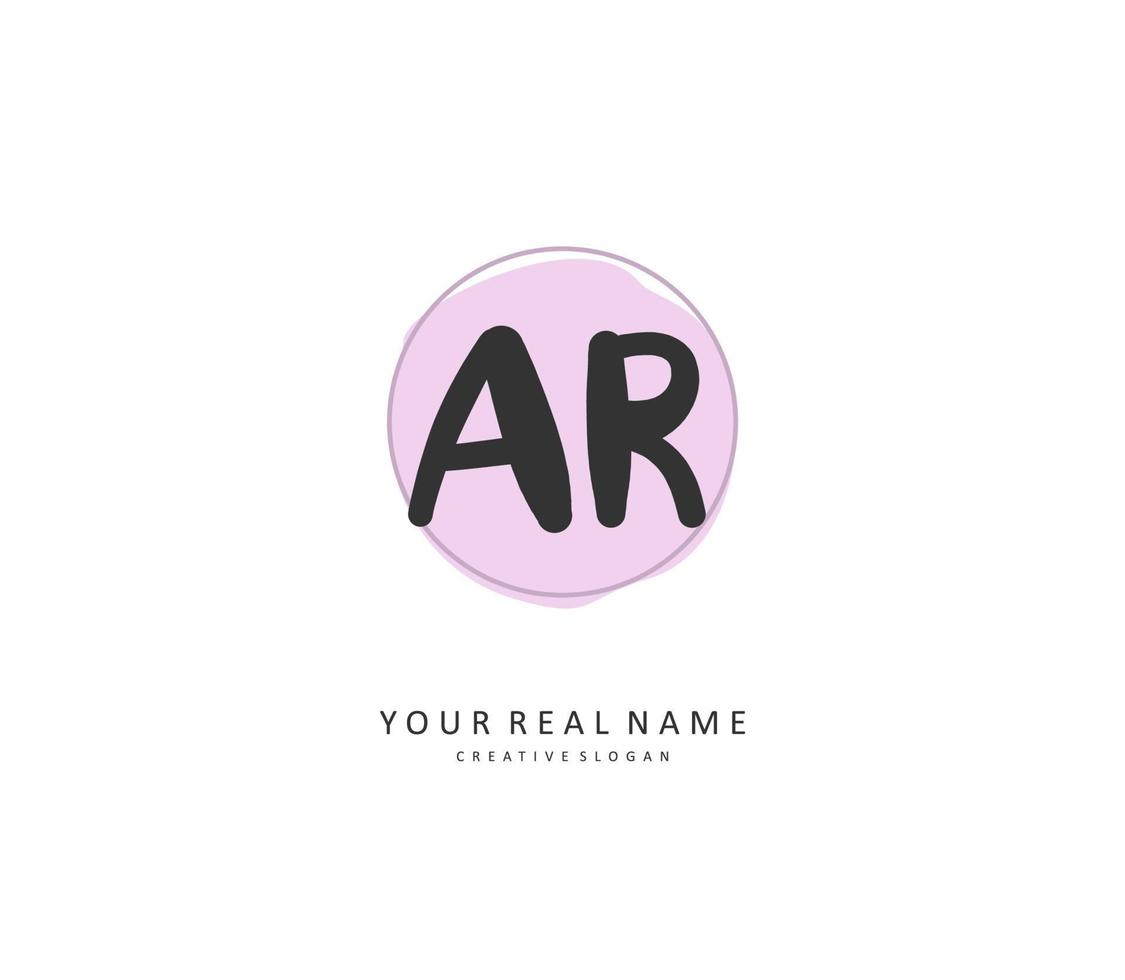 AR Initial letter handwriting and  signature logo. A concept handwriting initial logo with template element. vector