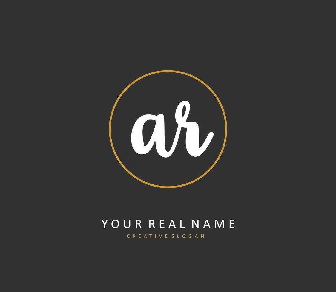 AR Initial letter handwriting and  signature logo. A concept handwriting initial logo with template element. vector