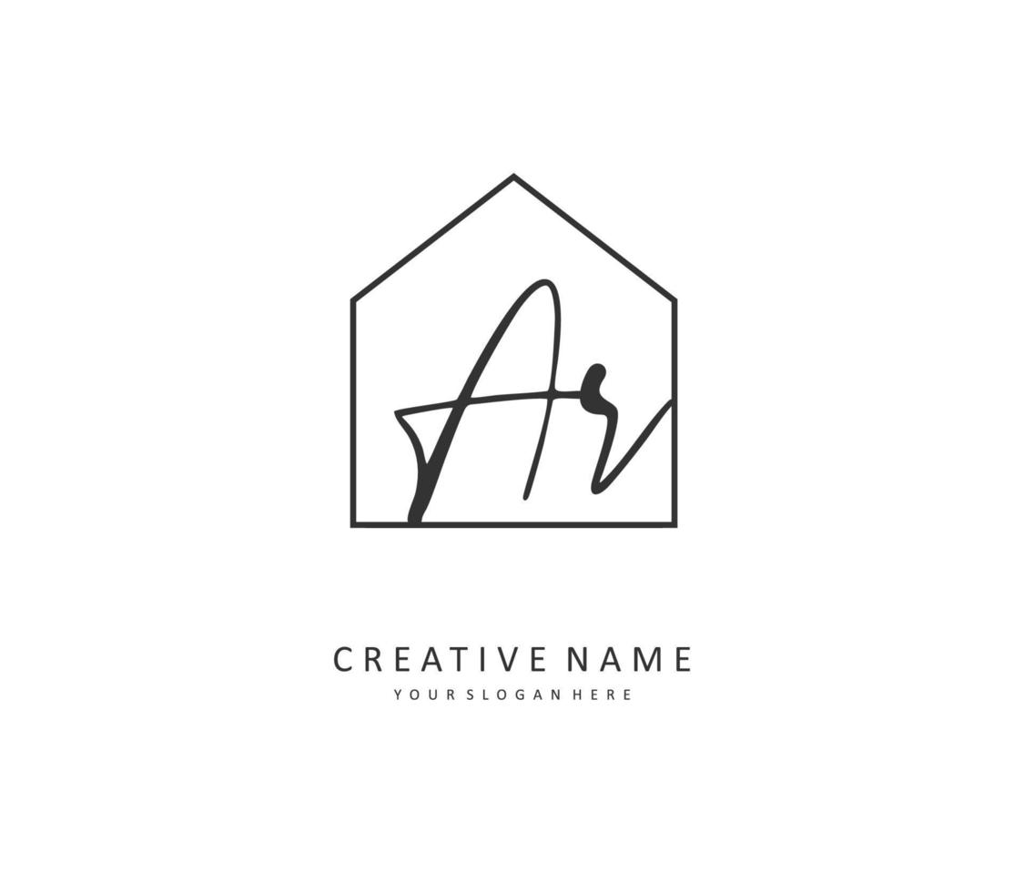 AR Initial letter handwriting and  signature logo. A concept handwriting initial logo with template element. vector