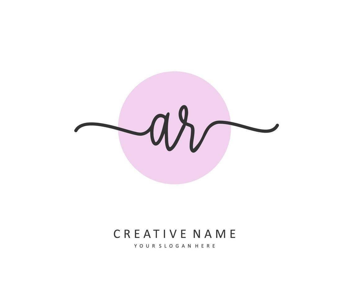 AR Initial letter handwriting and  signature logo. A concept handwriting initial logo with template element. vector