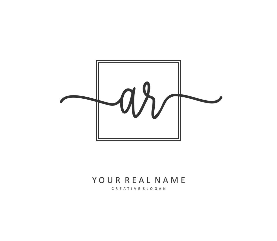 AR Initial letter handwriting and  signature logo. A concept handwriting initial logo with template element. vector