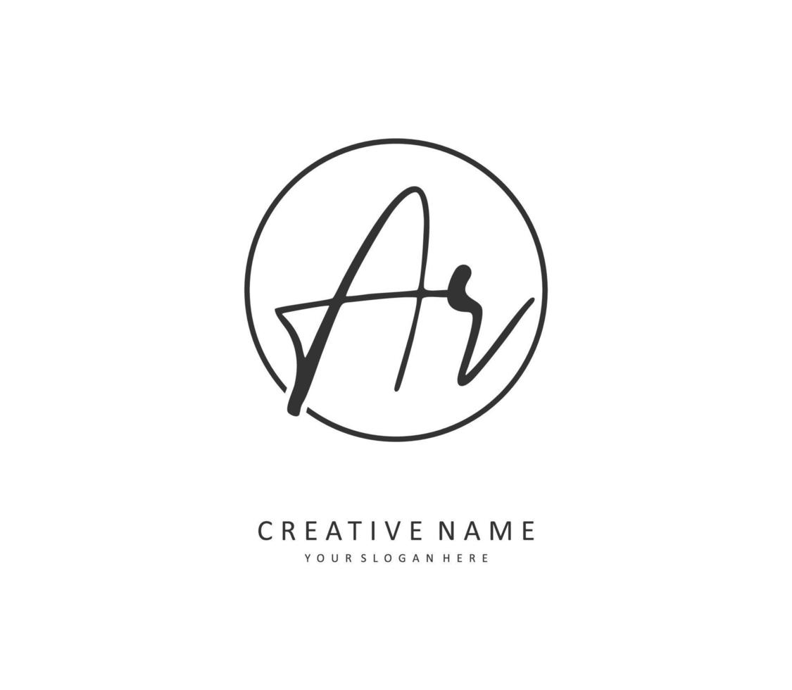 AR Initial letter handwriting and  signature logo. A concept handwriting initial logo with template element. vector