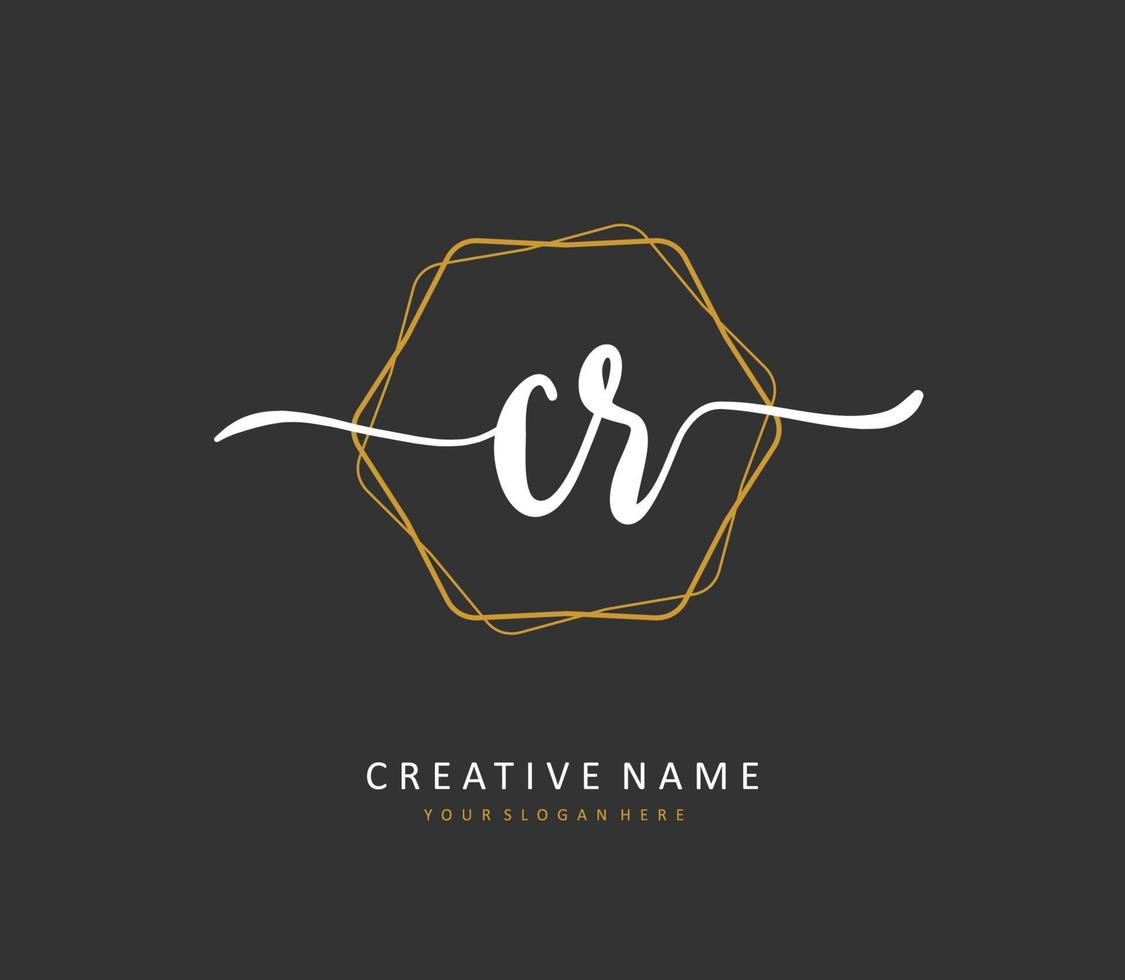 CR Initial letter handwriting and  signature logo. A concept handwriting initial logo with template element. vector